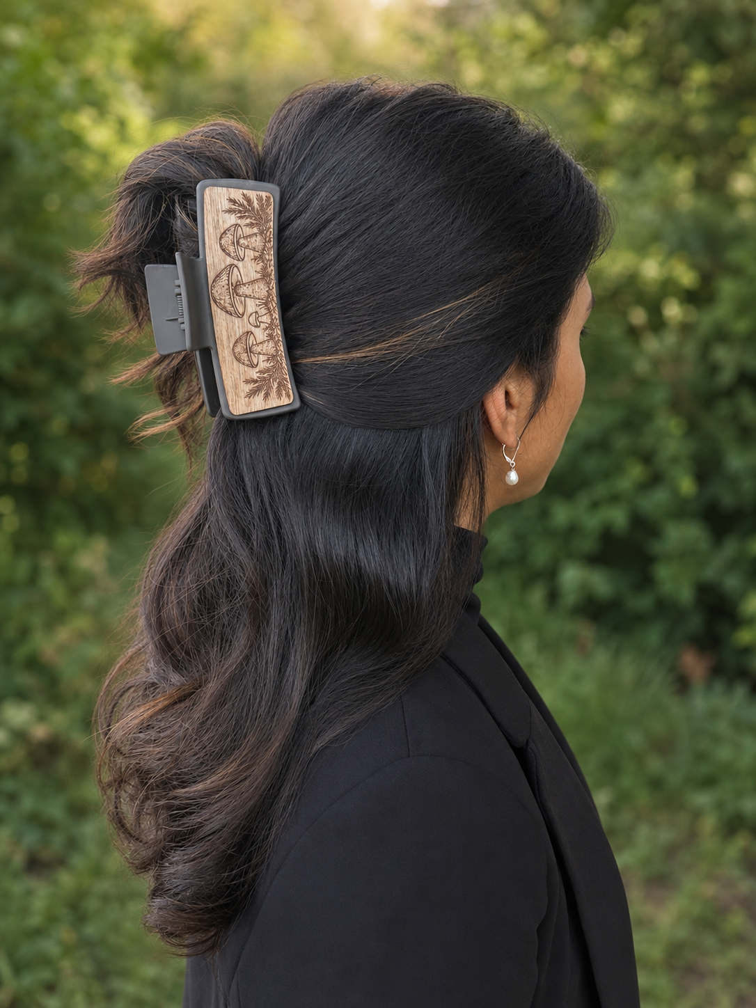 Mushroom Wood Hair Clip