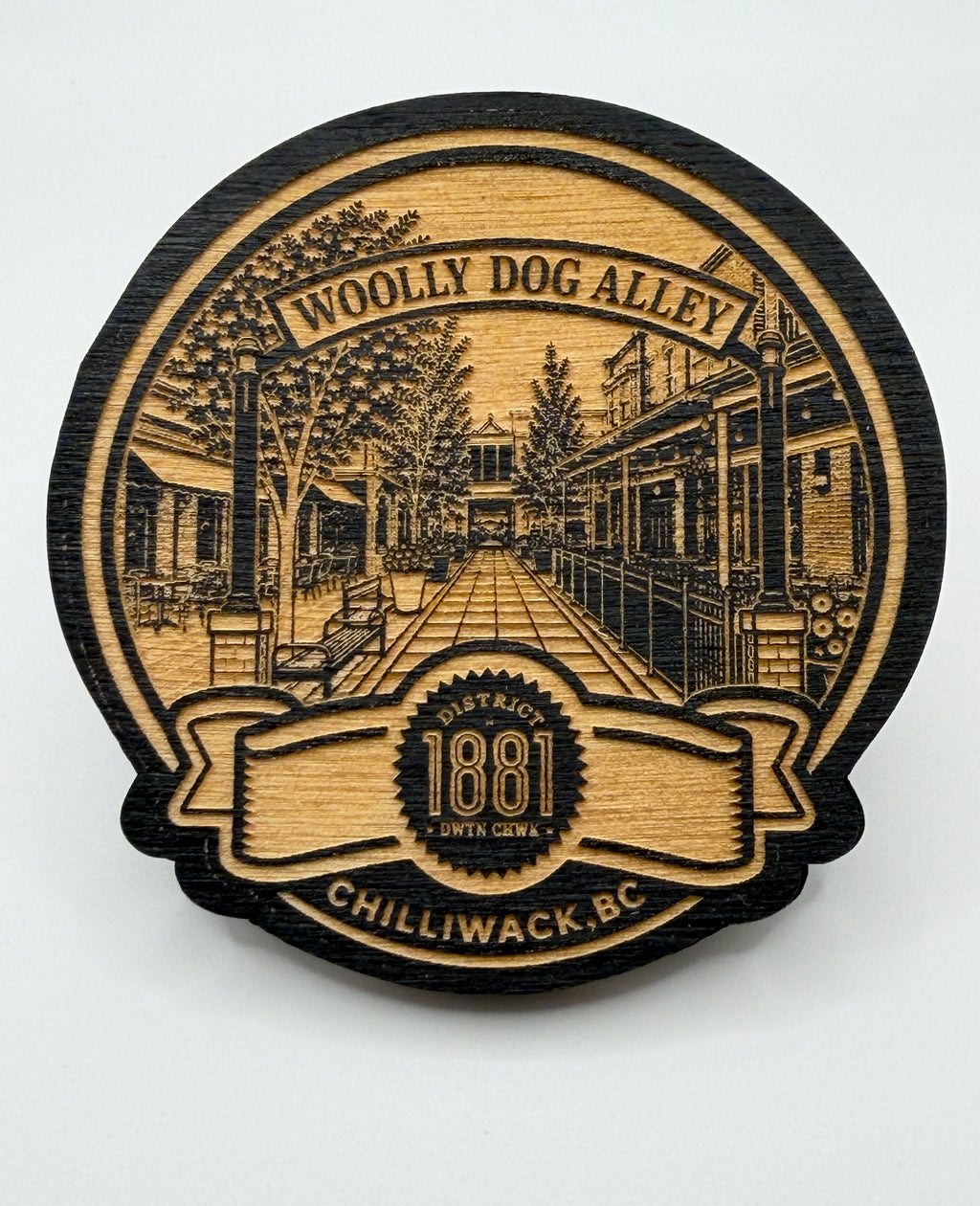 District 1881 Keepsake Magnet - Chilliwack, BC

(Variants: Sasquatch Alley, Woolly Dog Alley, Thunderbird Lane)
