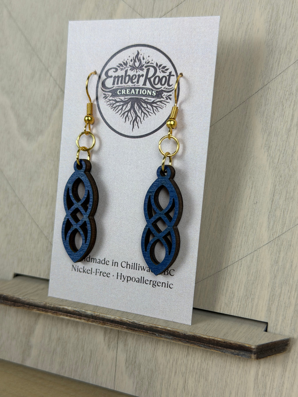 Wood Link Dangle Earrings