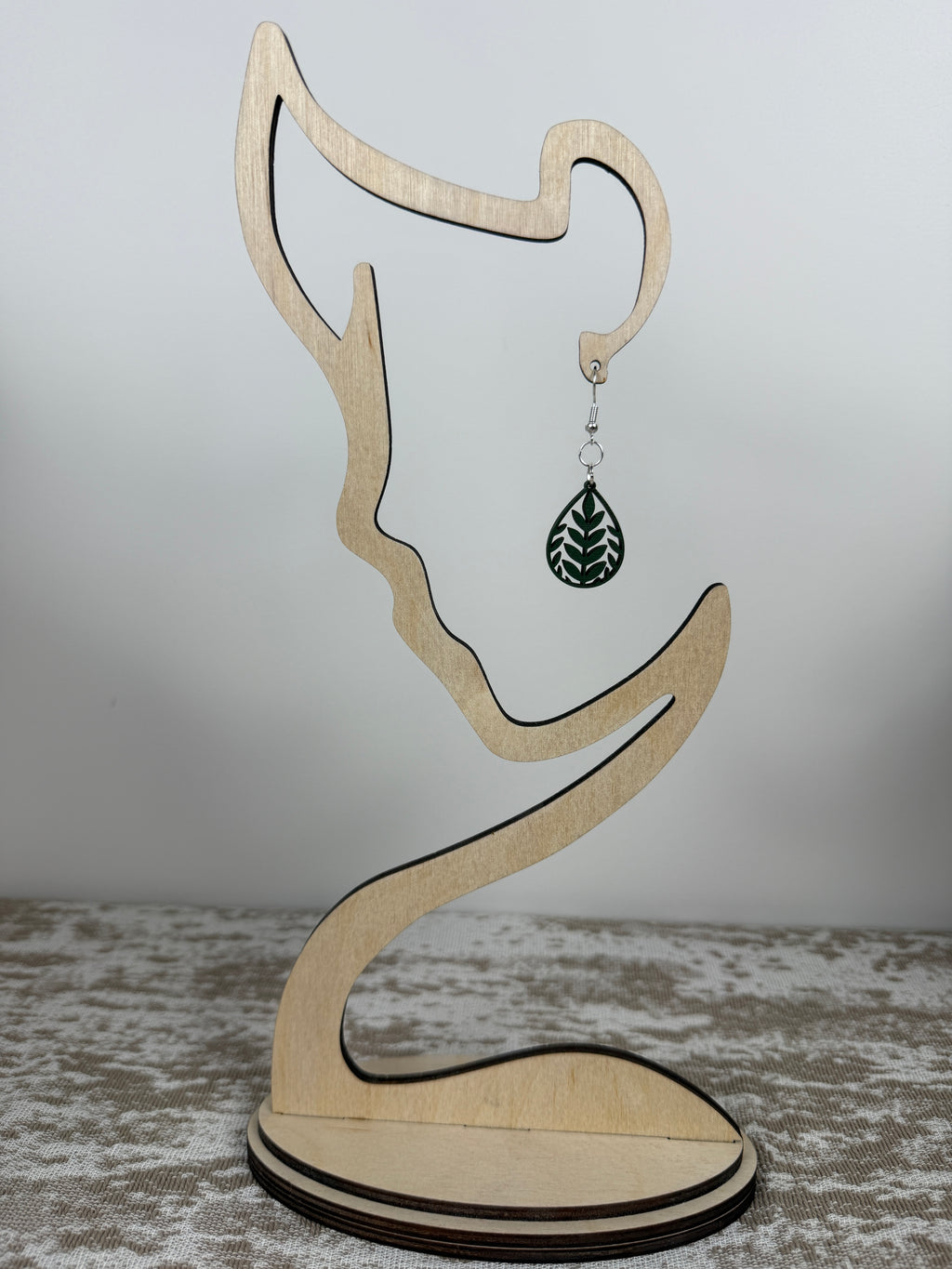 Botanical Wood Earrings: Laurel | Light, Dark & Green Stain | Gold or Silver Hardware