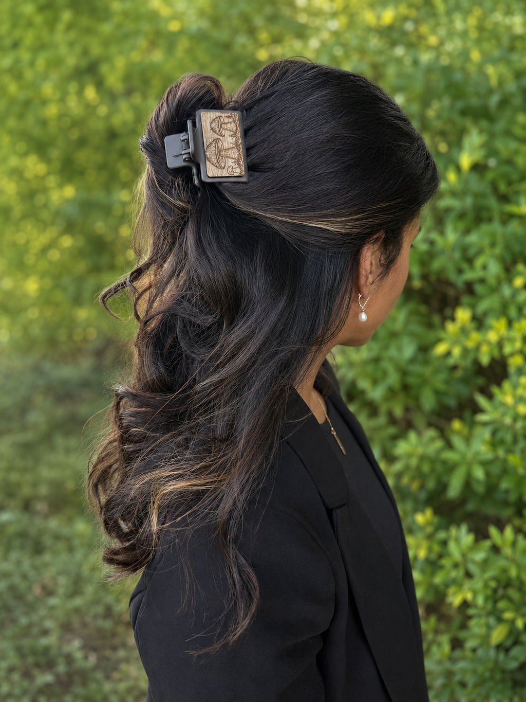 Mushroom Wood Hair Clip