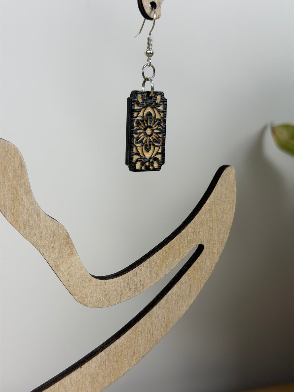 Garden Lattice Wood Earrings