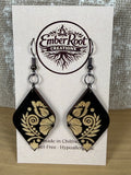 Black Botanical Vine Wood Earrings