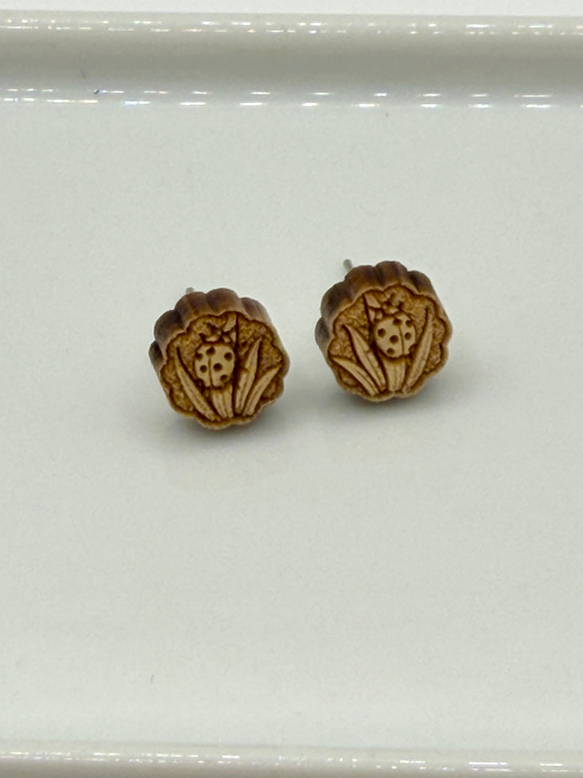Ladybug Garden Stud Earrings - Reclaimed Eastern Maple