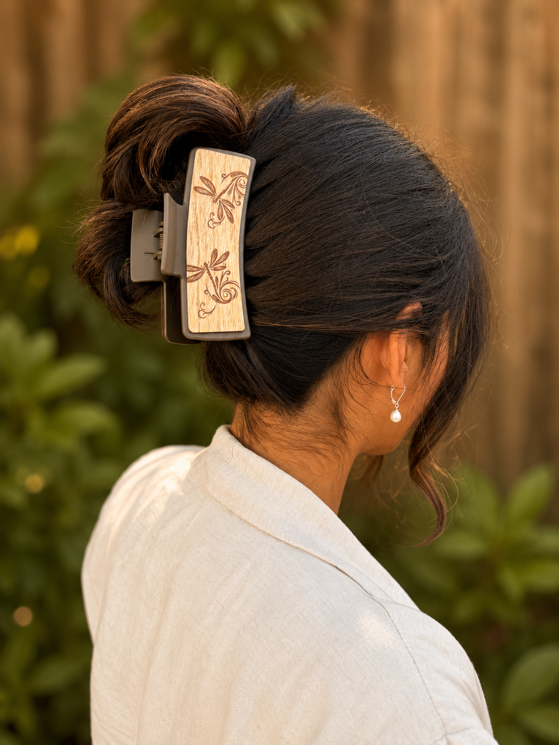Dragonfly Wood Hair Clip