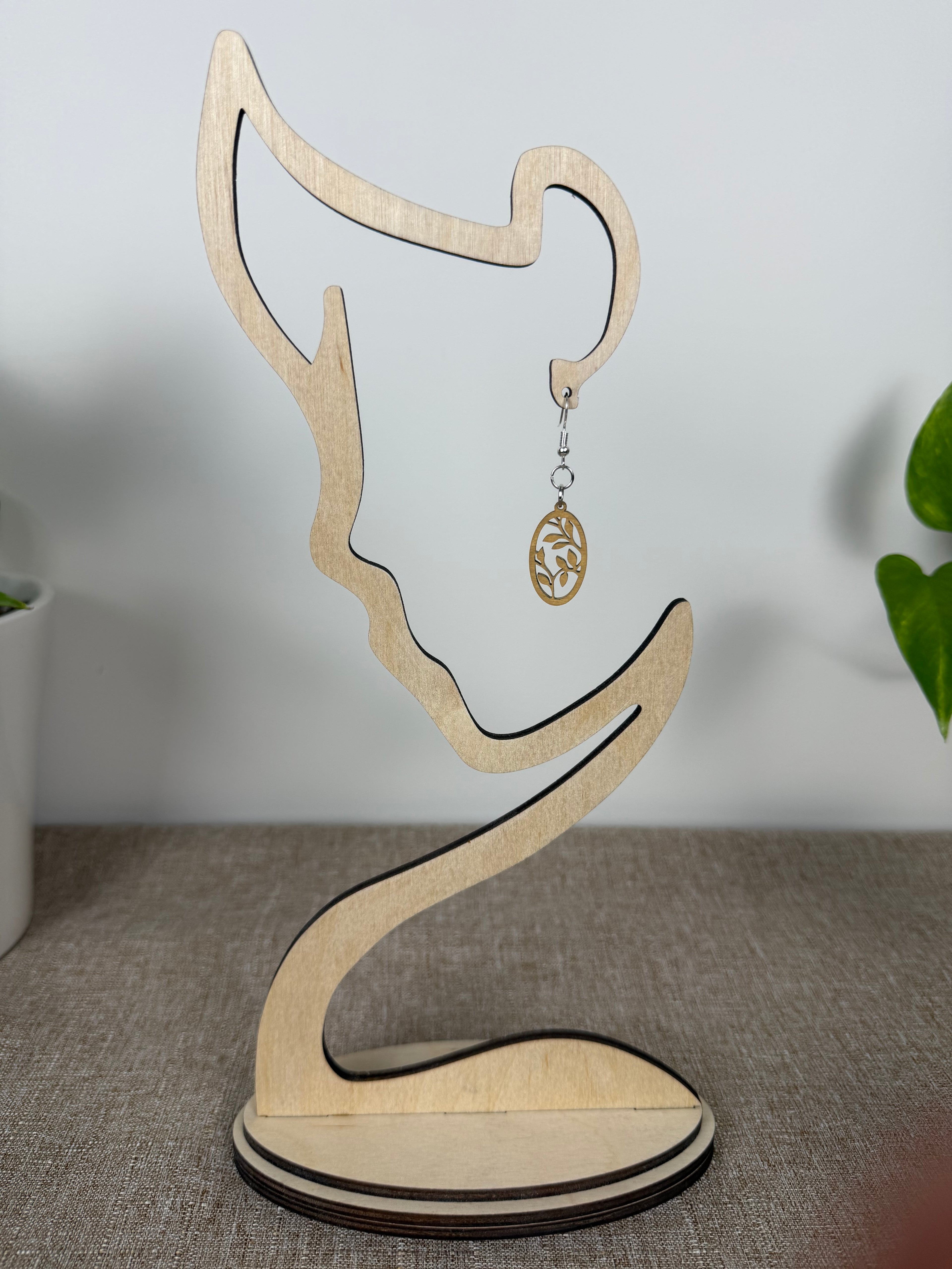 Botanical Wood Earrings: Sprig | Light, Dark & Green Stain | Gold or Silver Hardware