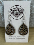 Botanical Wood Earrings: Willow | Light, Dark & Green Stain | Gold or Silver Hardware