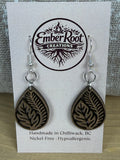Botanical Wood Earrings: Ficus | Light, Dark & Green Stain | Gold or Silver Hardware