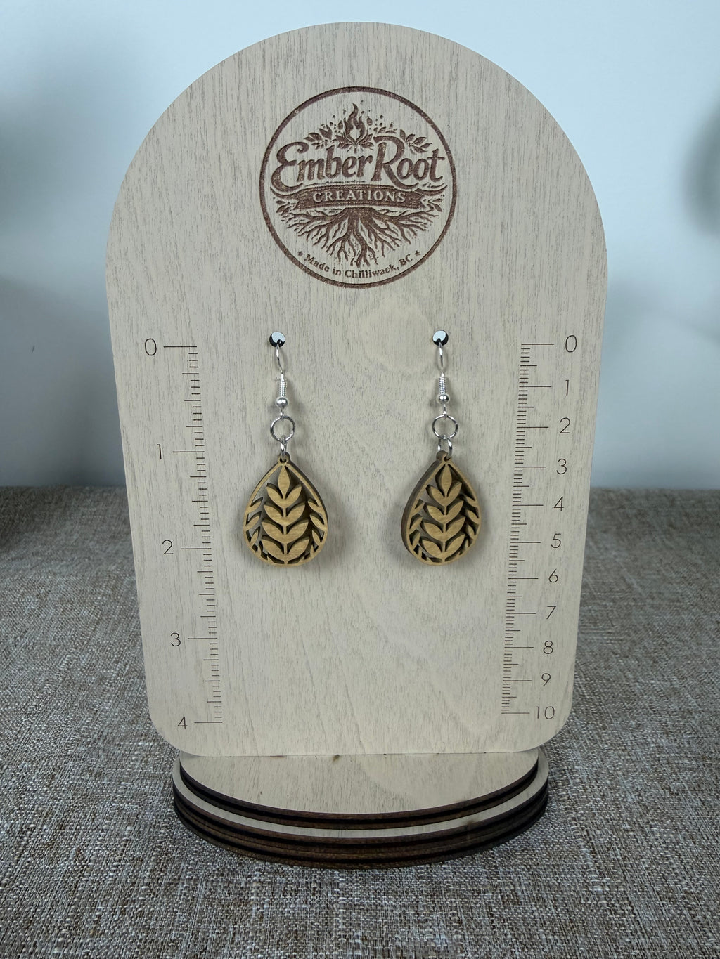Botanical Wood Earrings: Laurel | Light, Dark & Green Stain | Gold or Silver Hardware