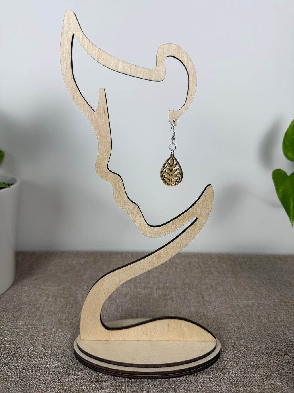 Botanical Wood Earrings: Laurel | Light, Dark & Green Stain | Gold or Silver Hardware