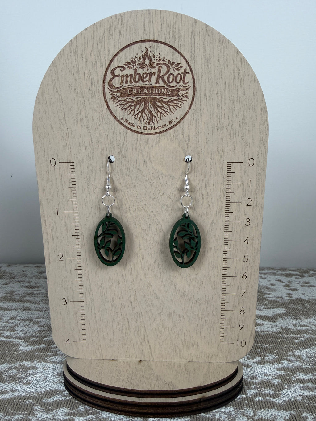 Botanical Wood Earrings: Sprig | Light, Dark & Green Stain | Gold or Silver Hardware