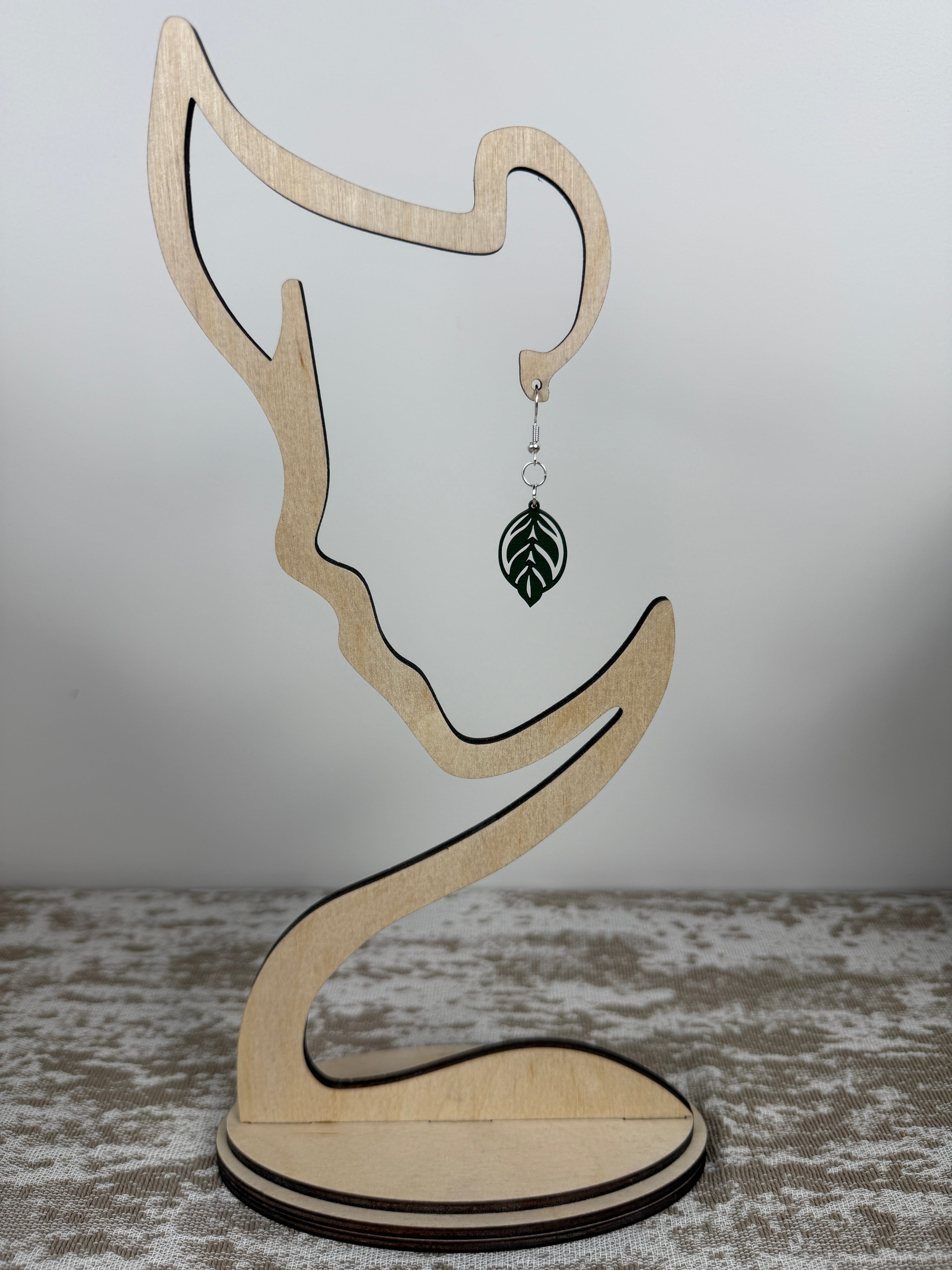 Botanical Wood Earrings: Olive | Light, Dark & Green Stain | Gold or Silver Hardware