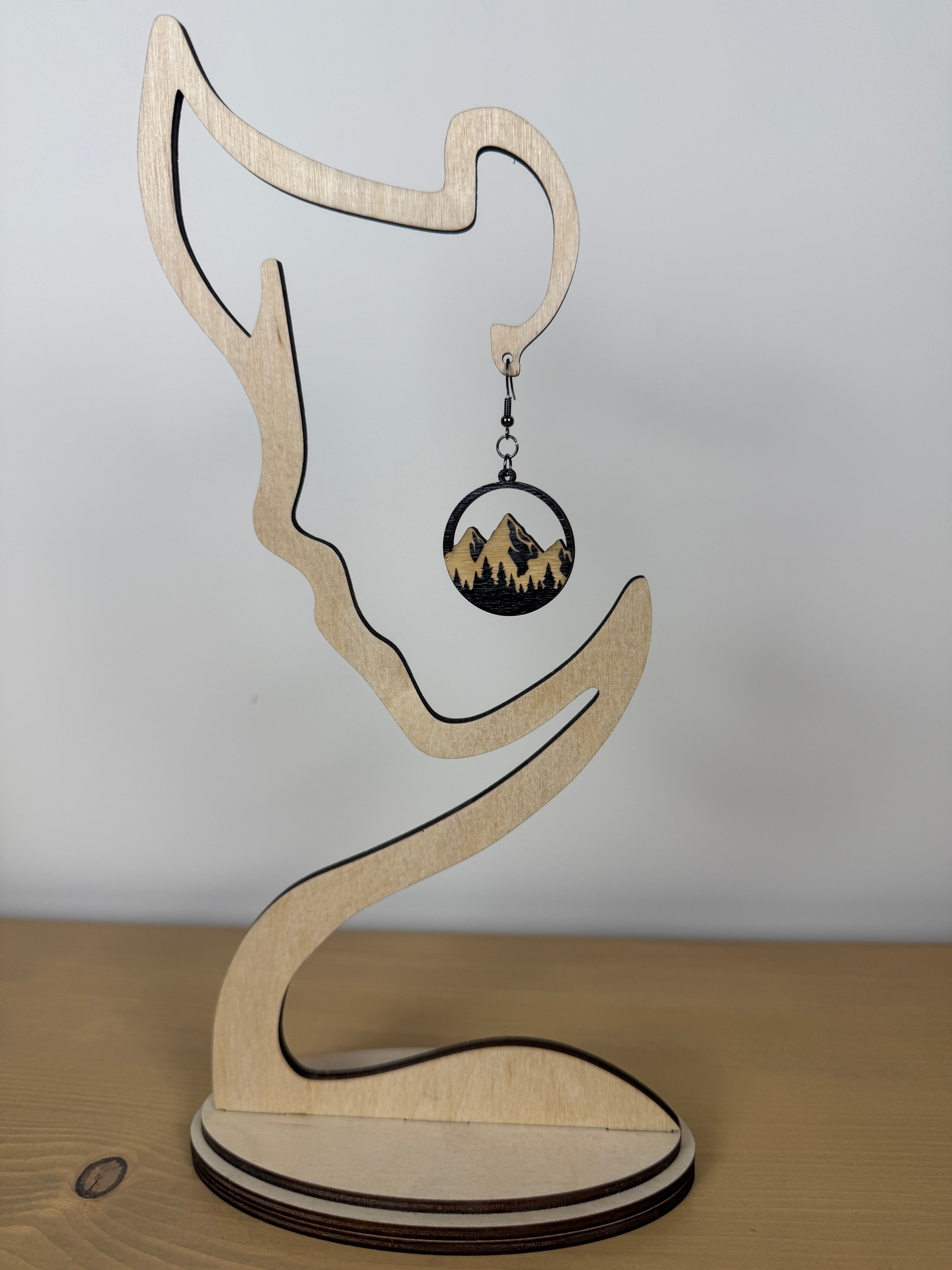 Mountain Silhouette Wood Hoop Earrings