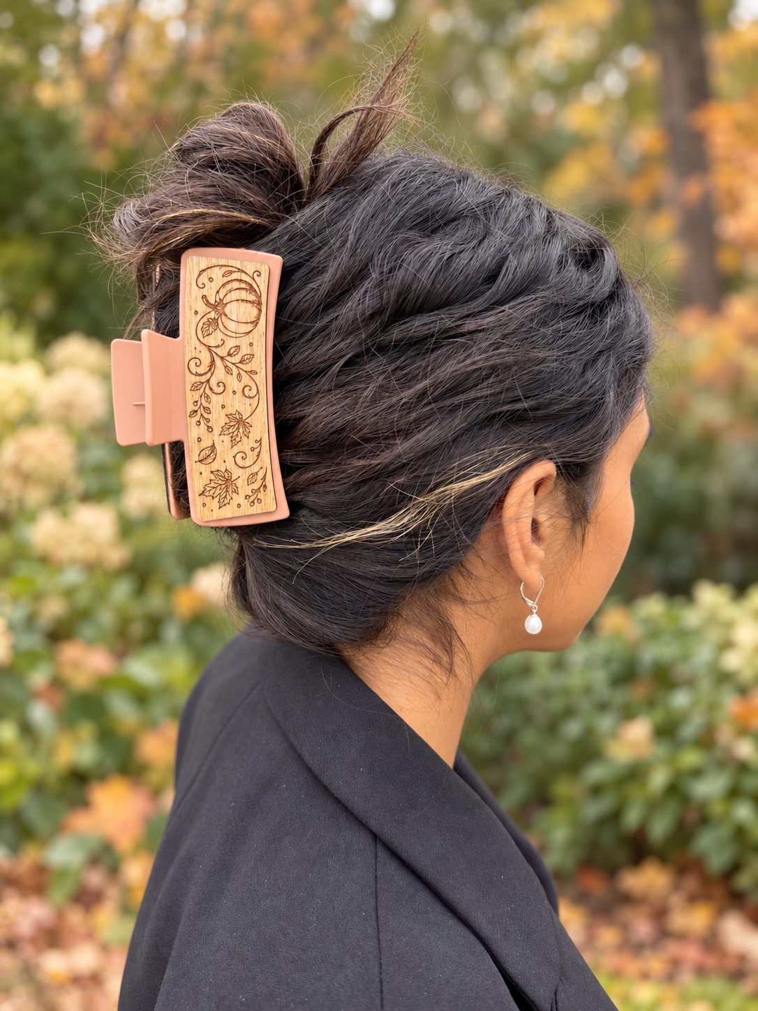 Autumn Pumpkin
Wood Hair Clip