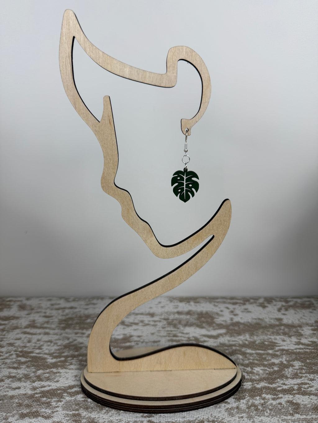 Botanical Wood Earrings: Monstera | Light, Dark & Green Stain | Gold or Silver Hardware