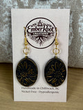 Botanical Oval Wood Earring - Metallic Finish