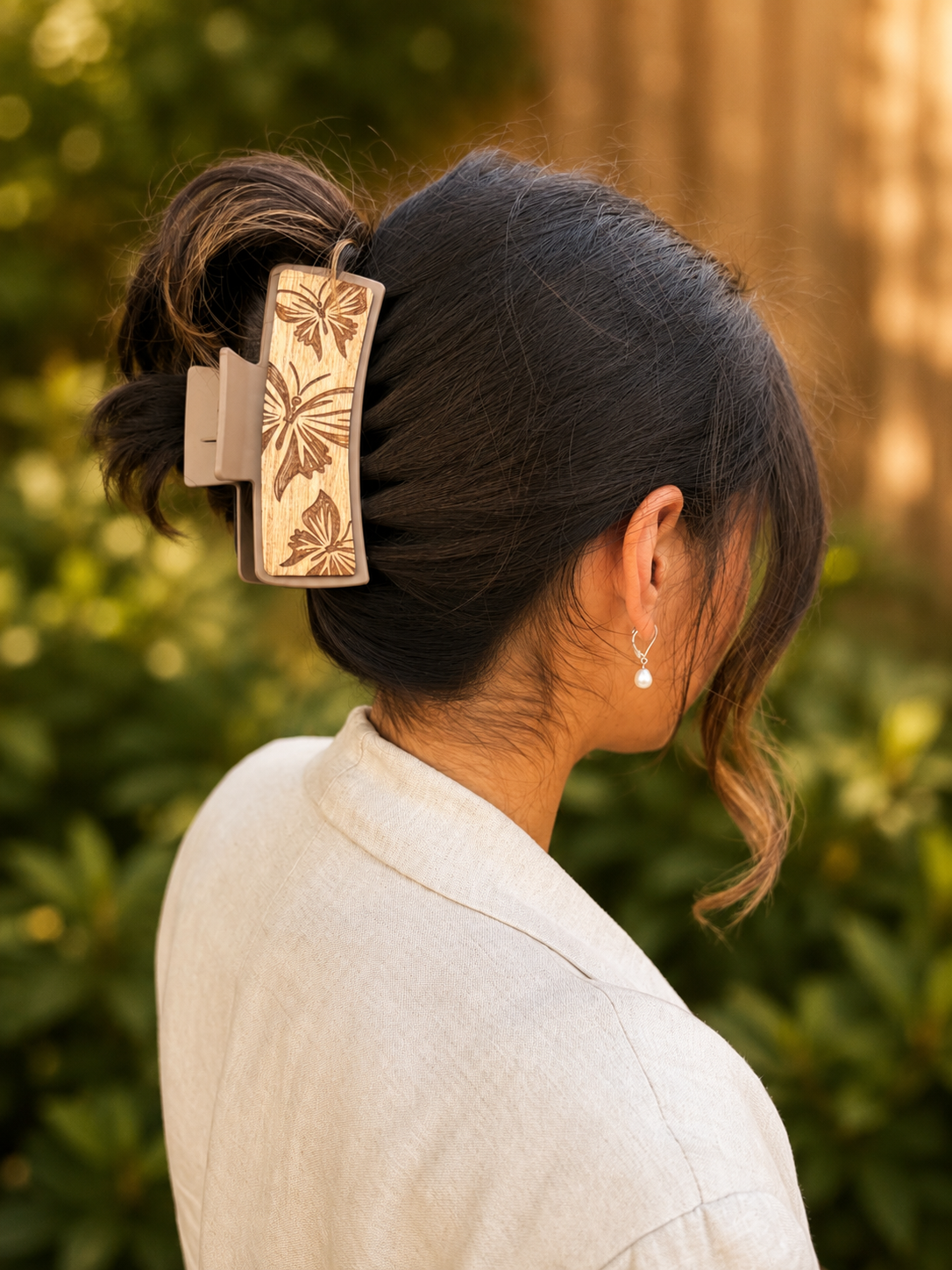 Butterfly Wood Hair Clip