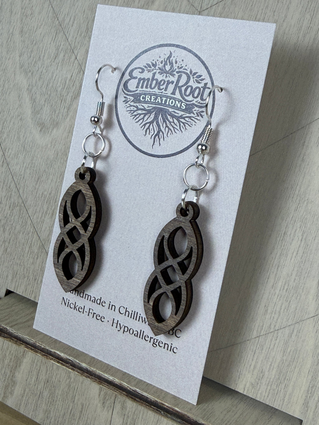 Wood Link Dangle Earrings