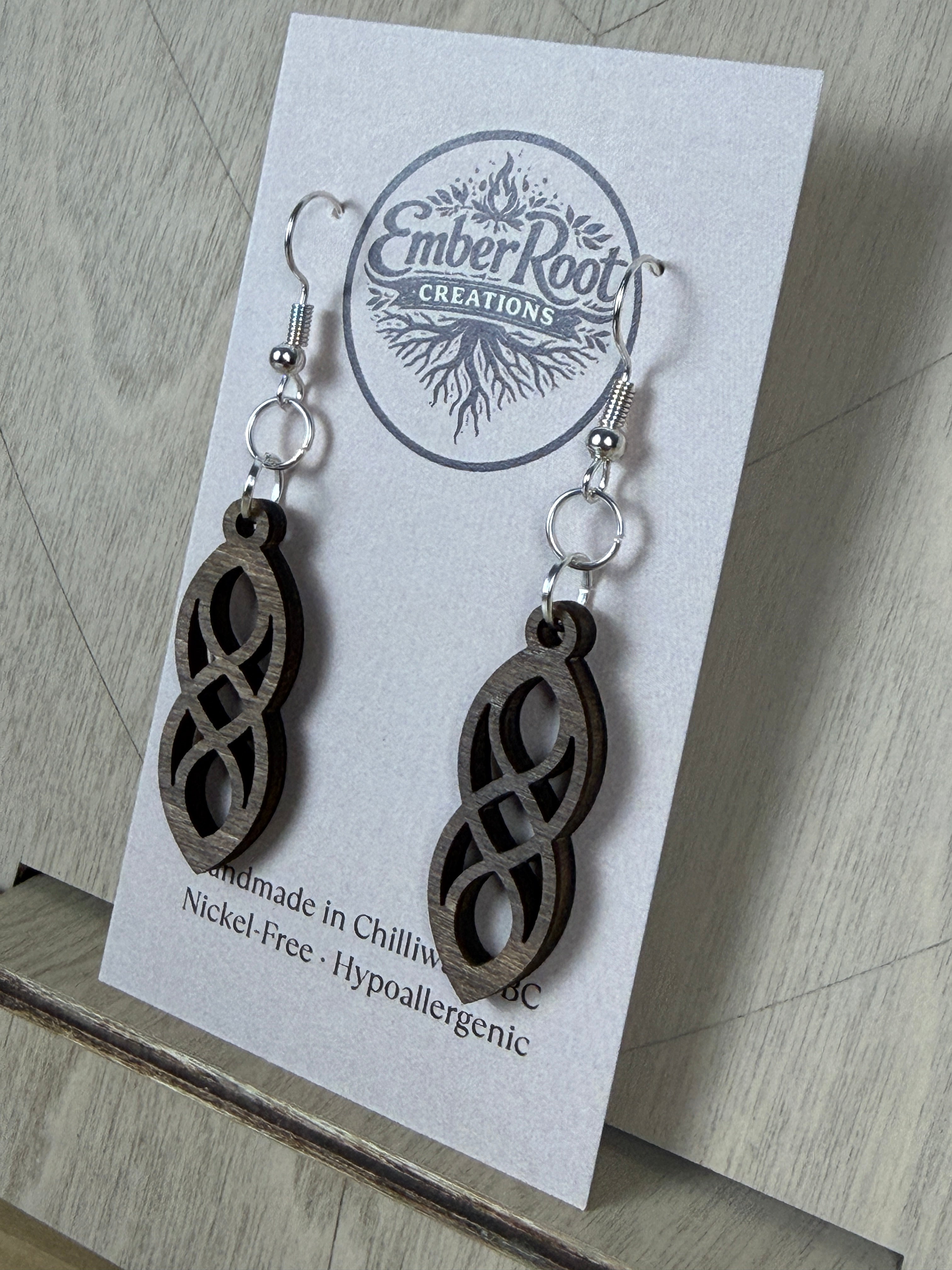 Wood Link Dangle Earrings