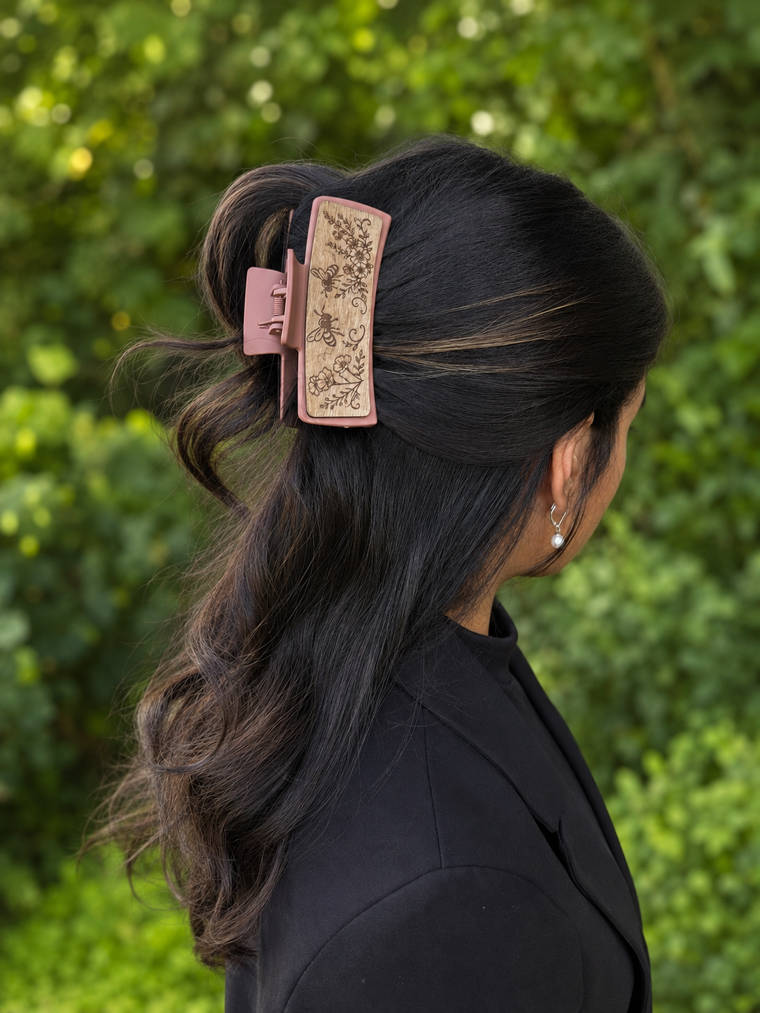 Honeybee Wood Hair Clip