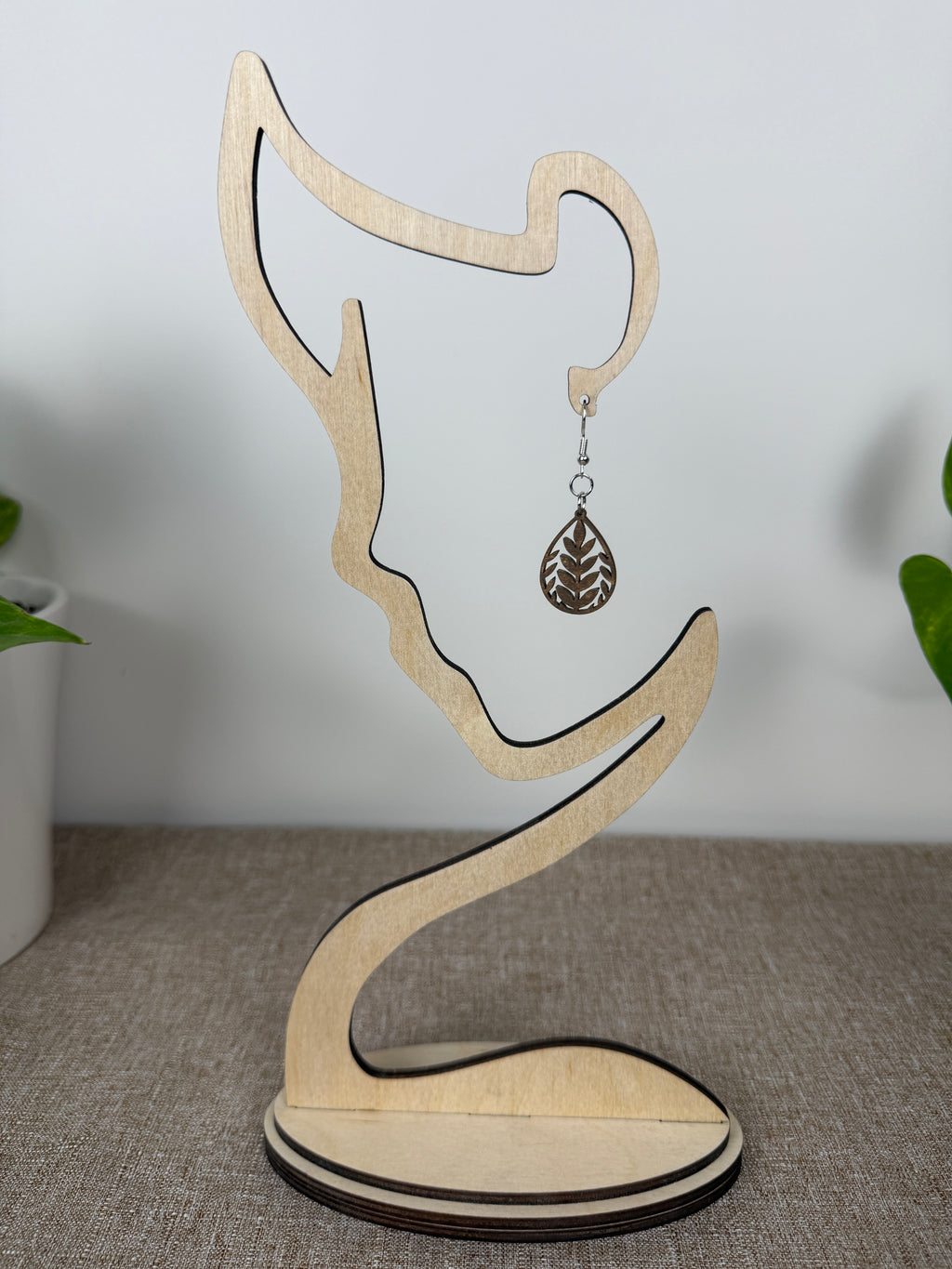 Botanical Wood Earrings: Laurel | Light, Dark & Green Stain | Gold or Silver Hardware