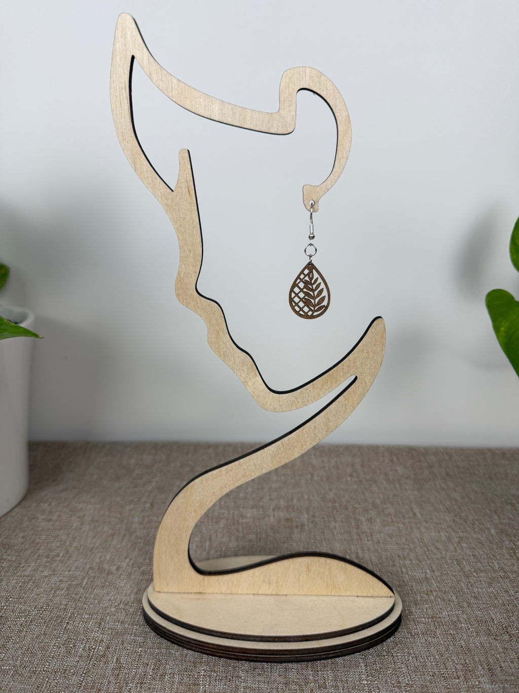 Botanical Wood Earrings: Fern | Light, Dark & Green Stain | Gold or Silver Hardware