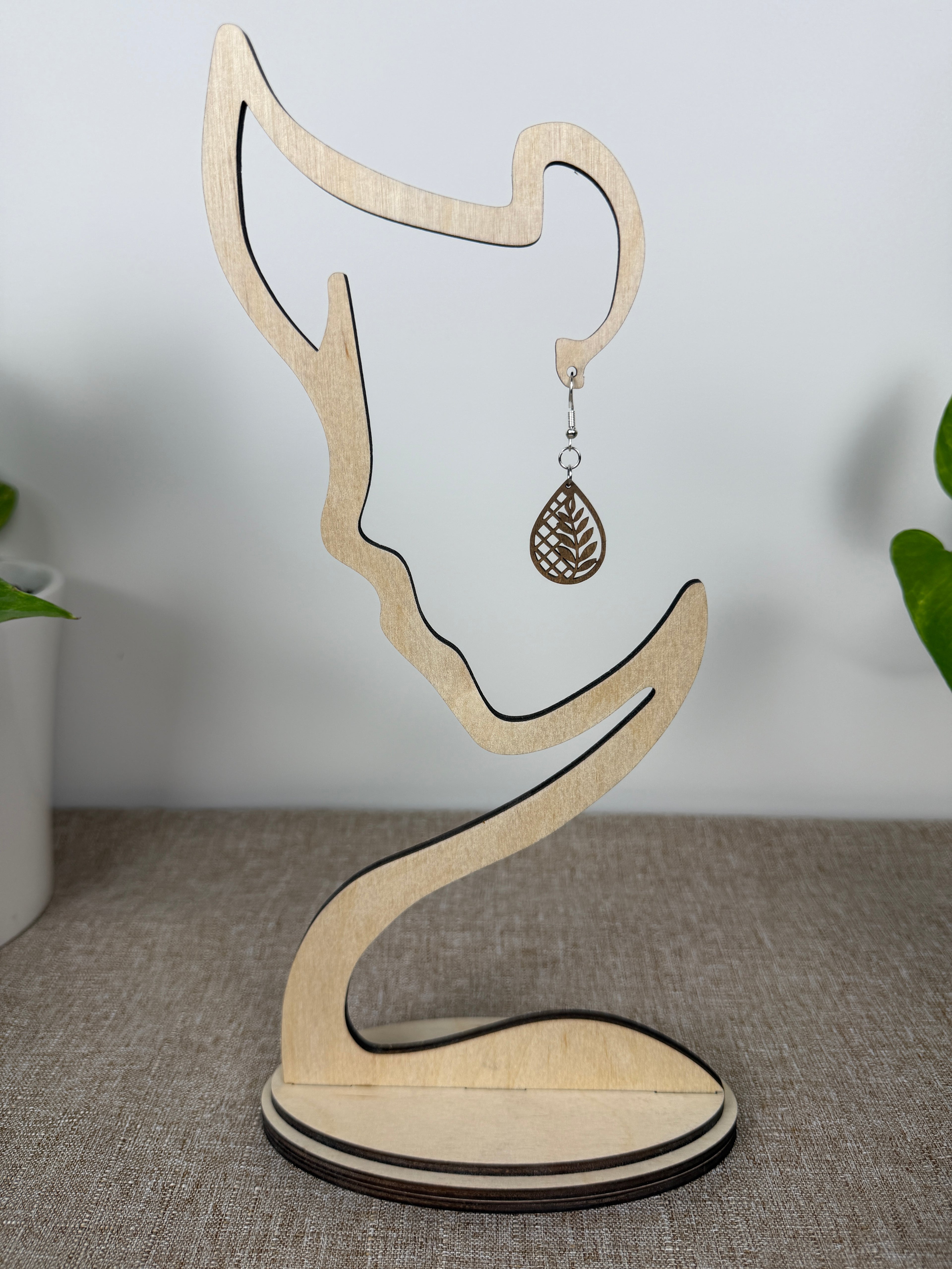 Botanical Wood Earrings: Fern | Light, Dark & Green Stain | Gold or Silver Hardware