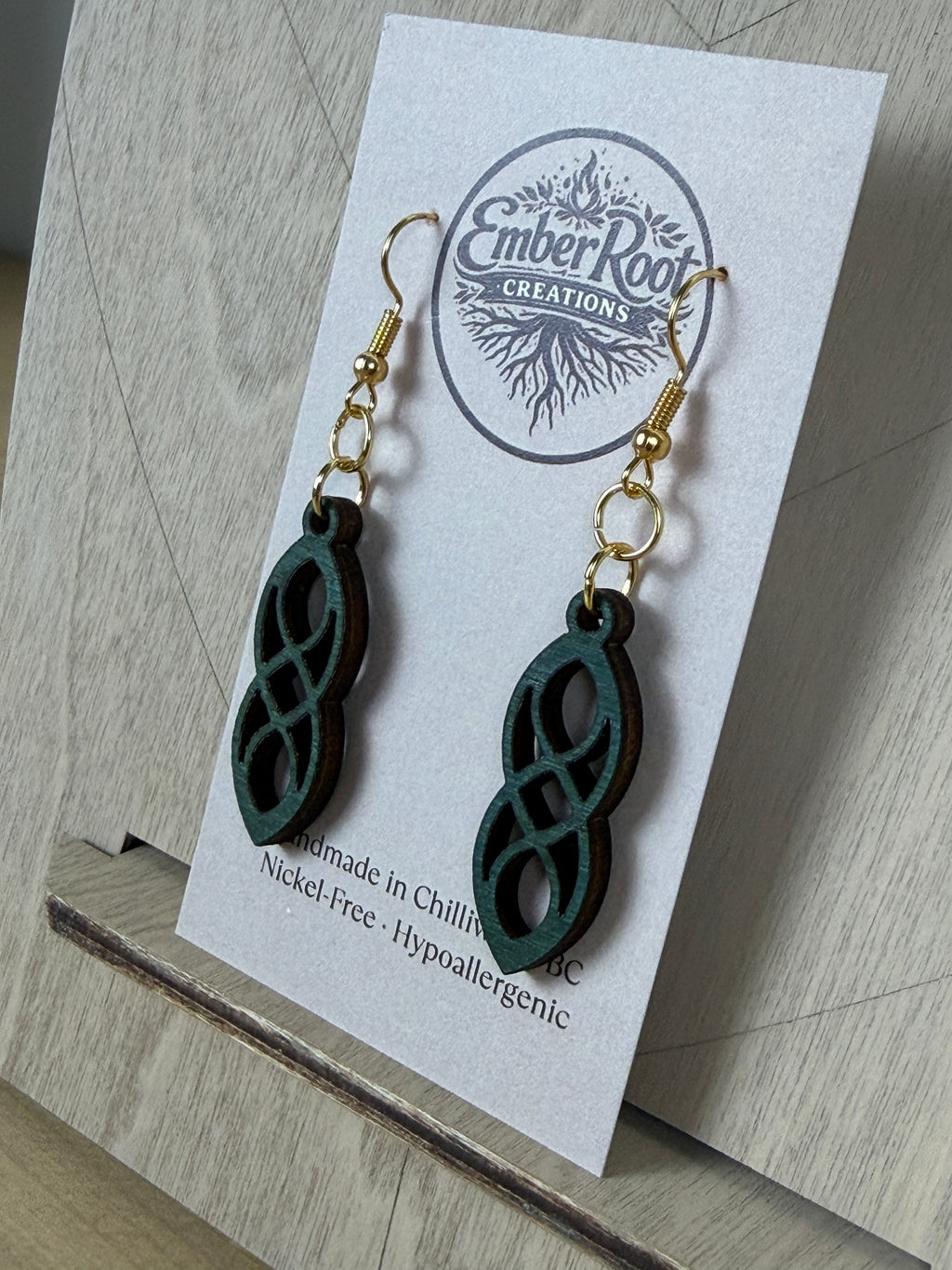 Wood Link Dangle Earrings