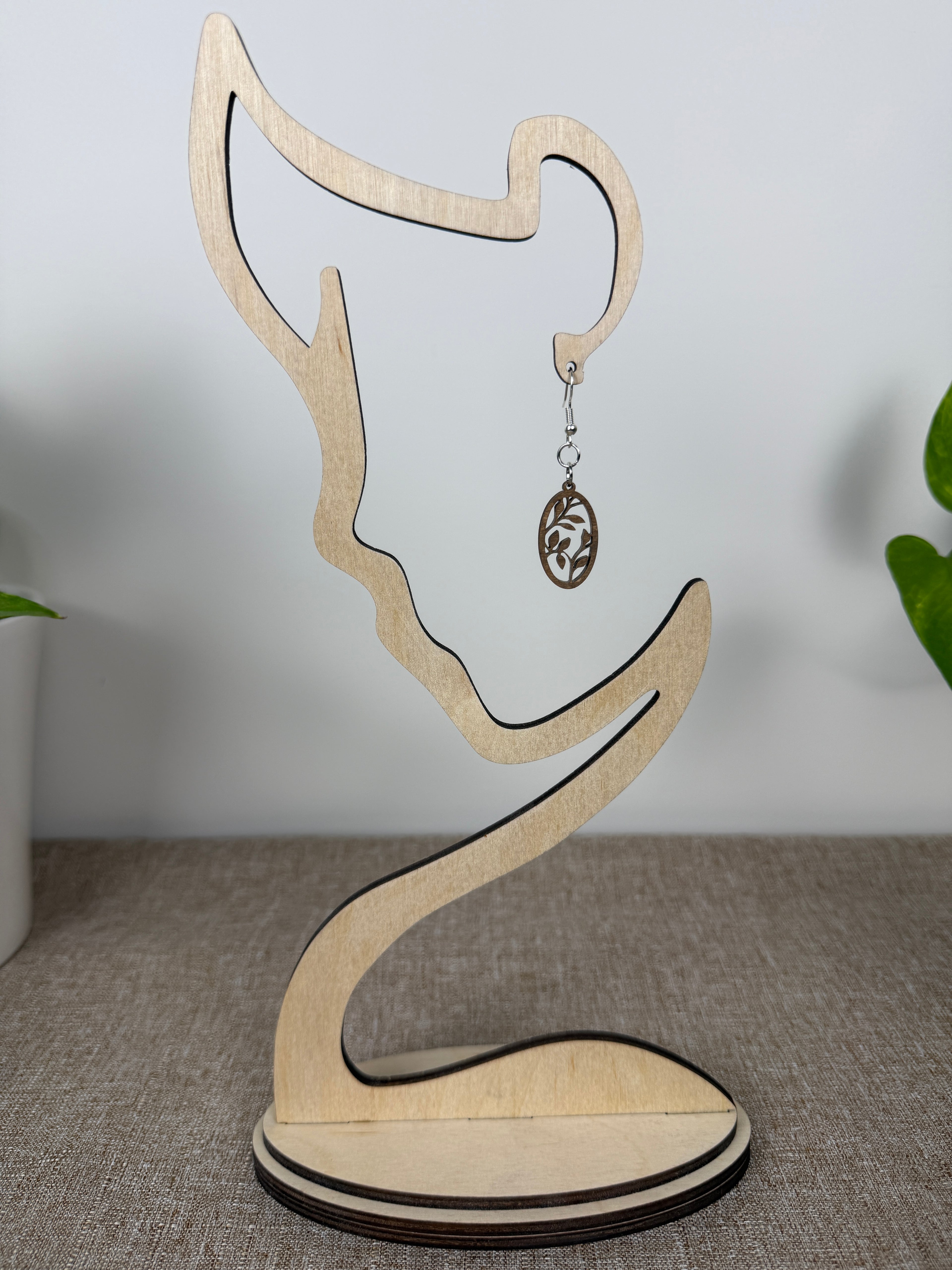 Botanical Wood Earrings: Sprig | Light, Dark & Green Stain | Gold or Silver Hardware