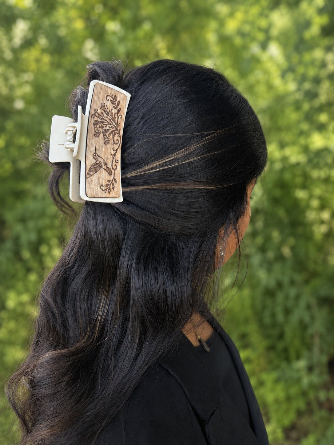 Hummingbird Wood Hair Clip