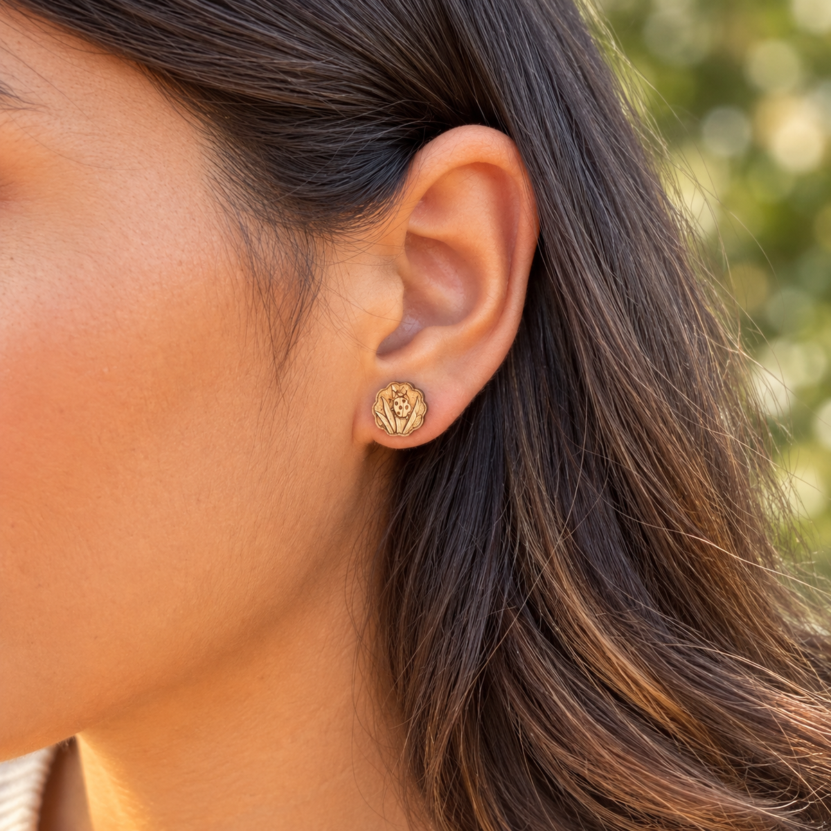 Ladybug Garden Stud Earrings - Reclaimed Eastern Maple