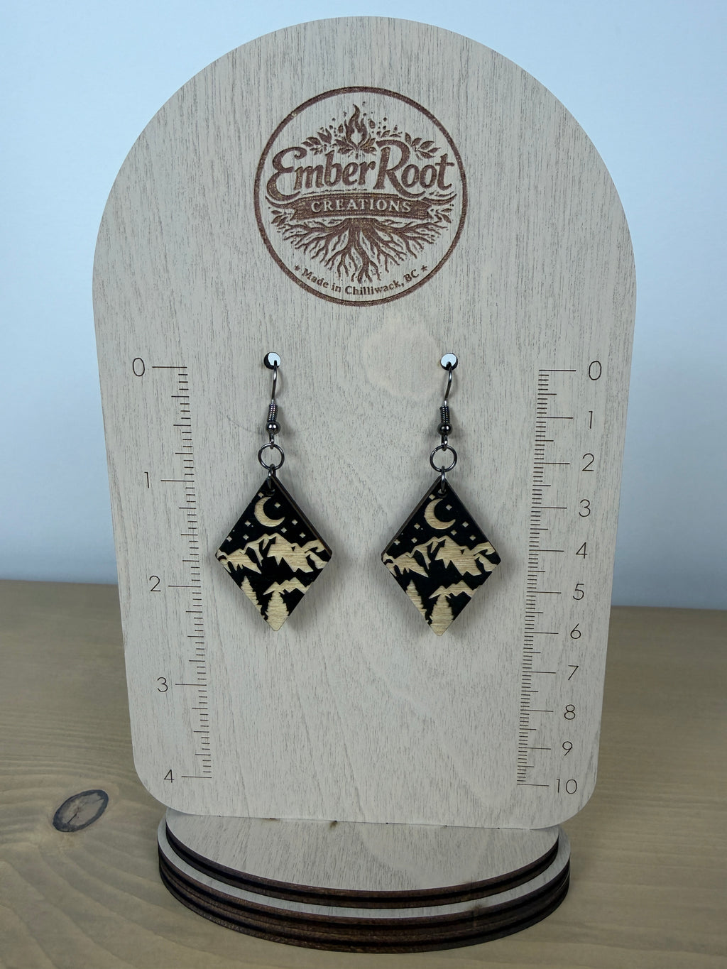 Midnight Mountain Wood Earrings
