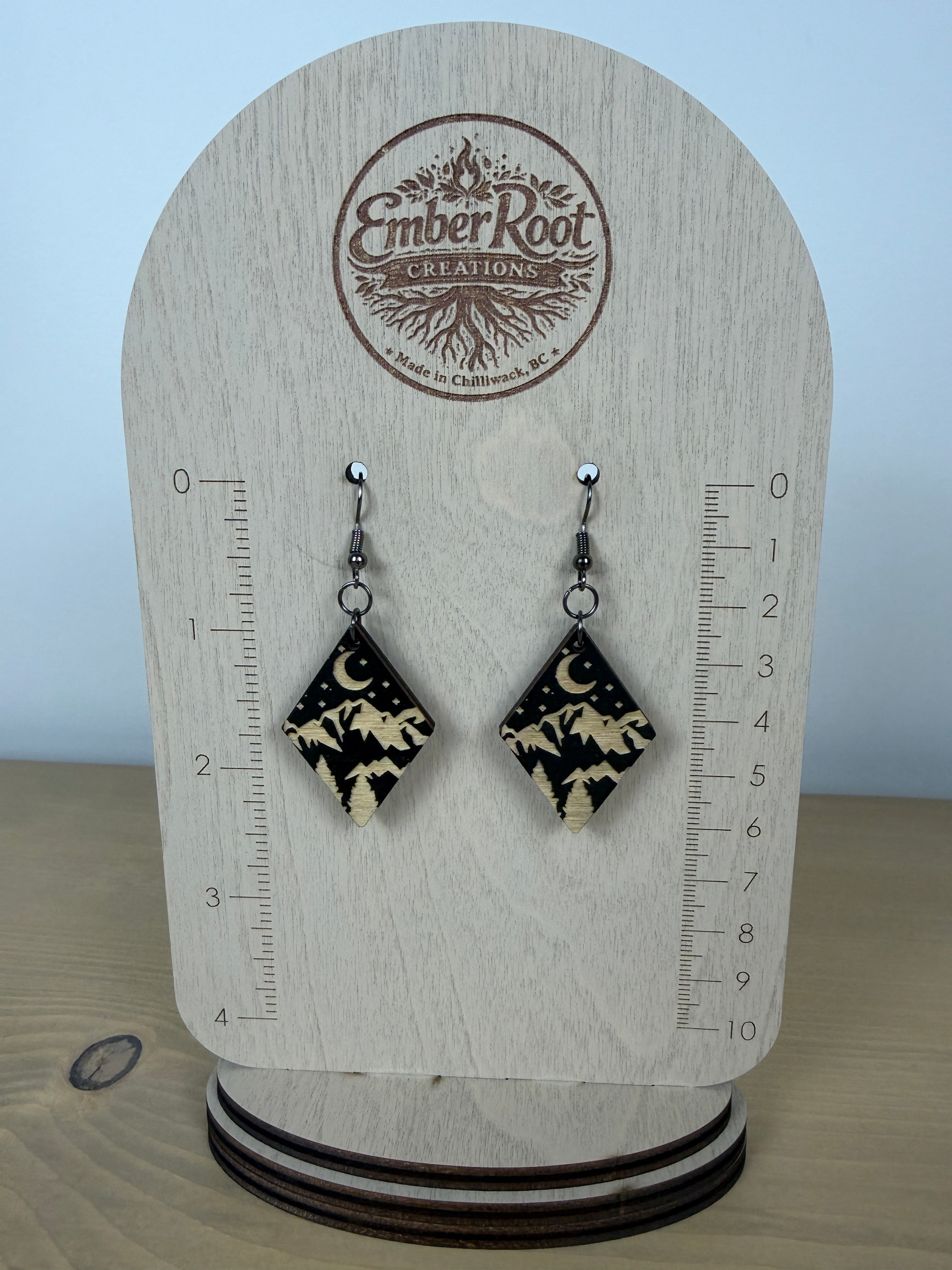 Midnight Mountain Wood Earrings