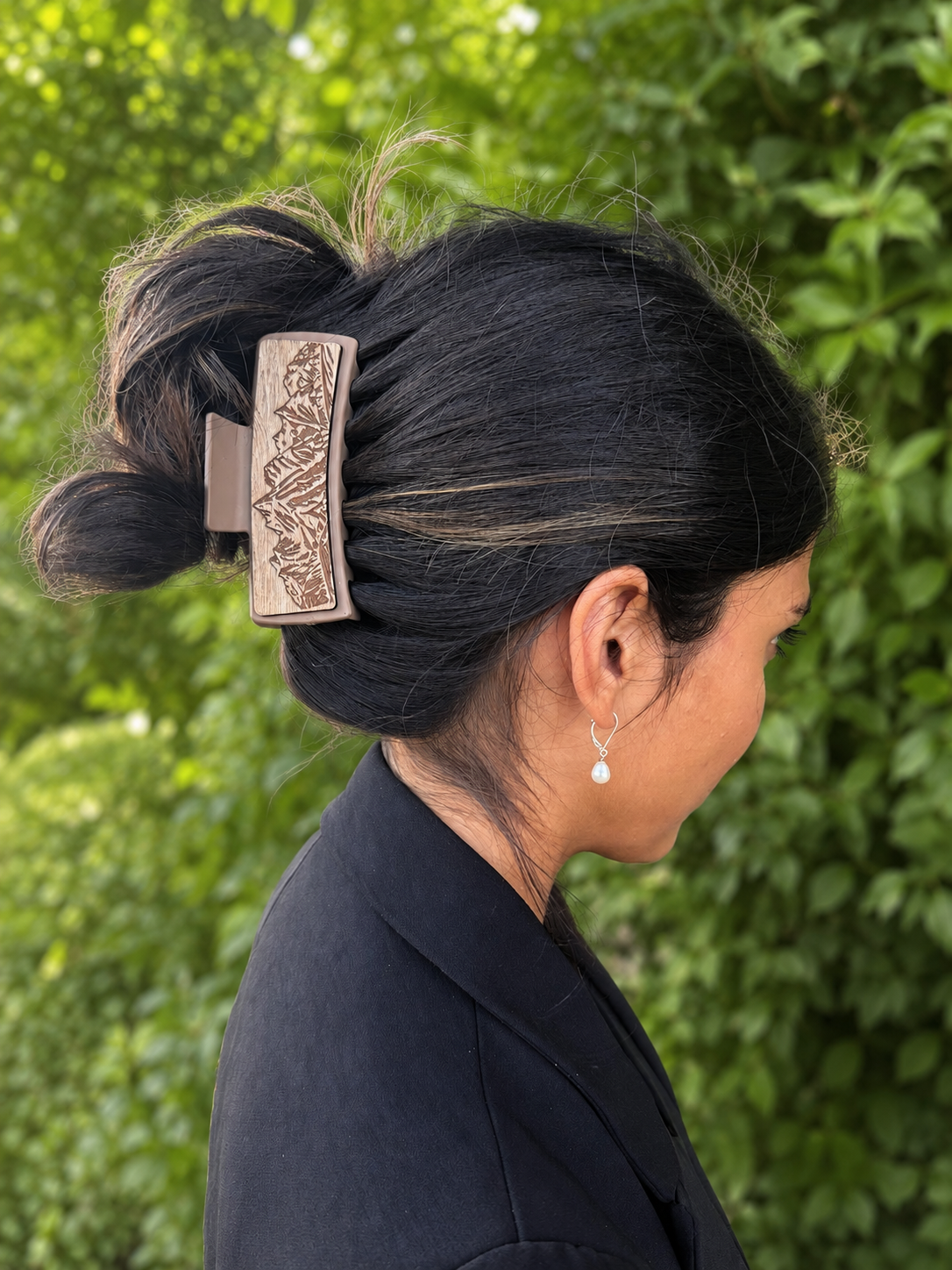 Mountain Wood Hair Clip