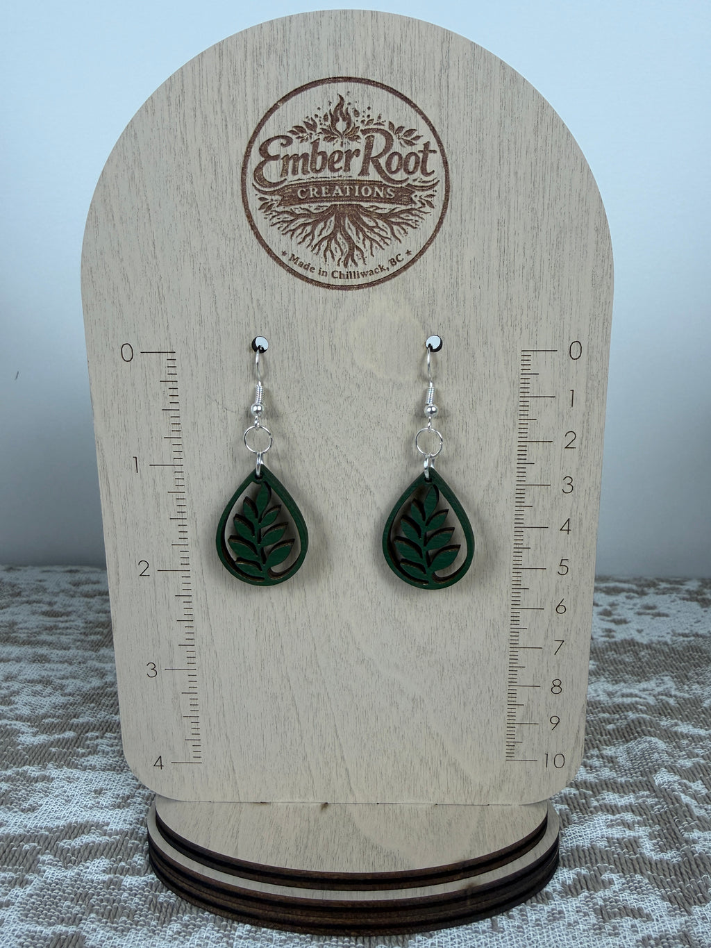 Botanical Wood Earrings: Willow | Light, Dark & Green Stain | Gold or Silver Hardware