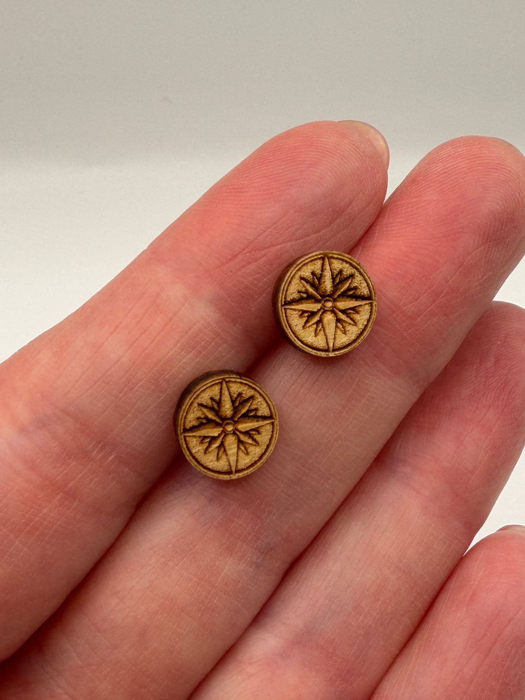 Compass Rose Stud Earrings - Reclaimed Eastern Maple
