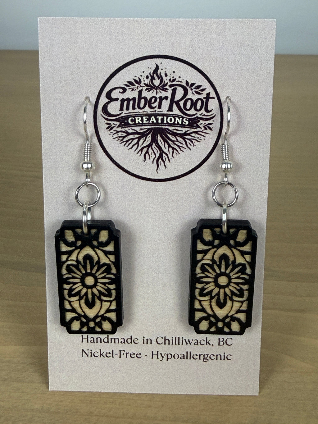 Garden Lattice Wood Earrings