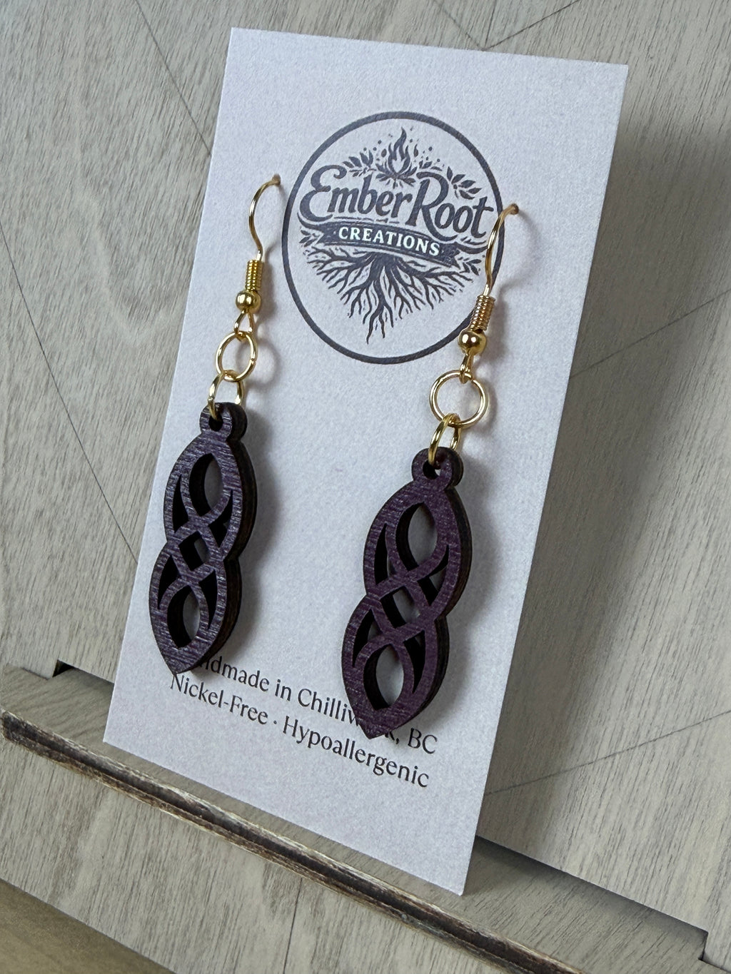 Wood Link Dangle Earrings