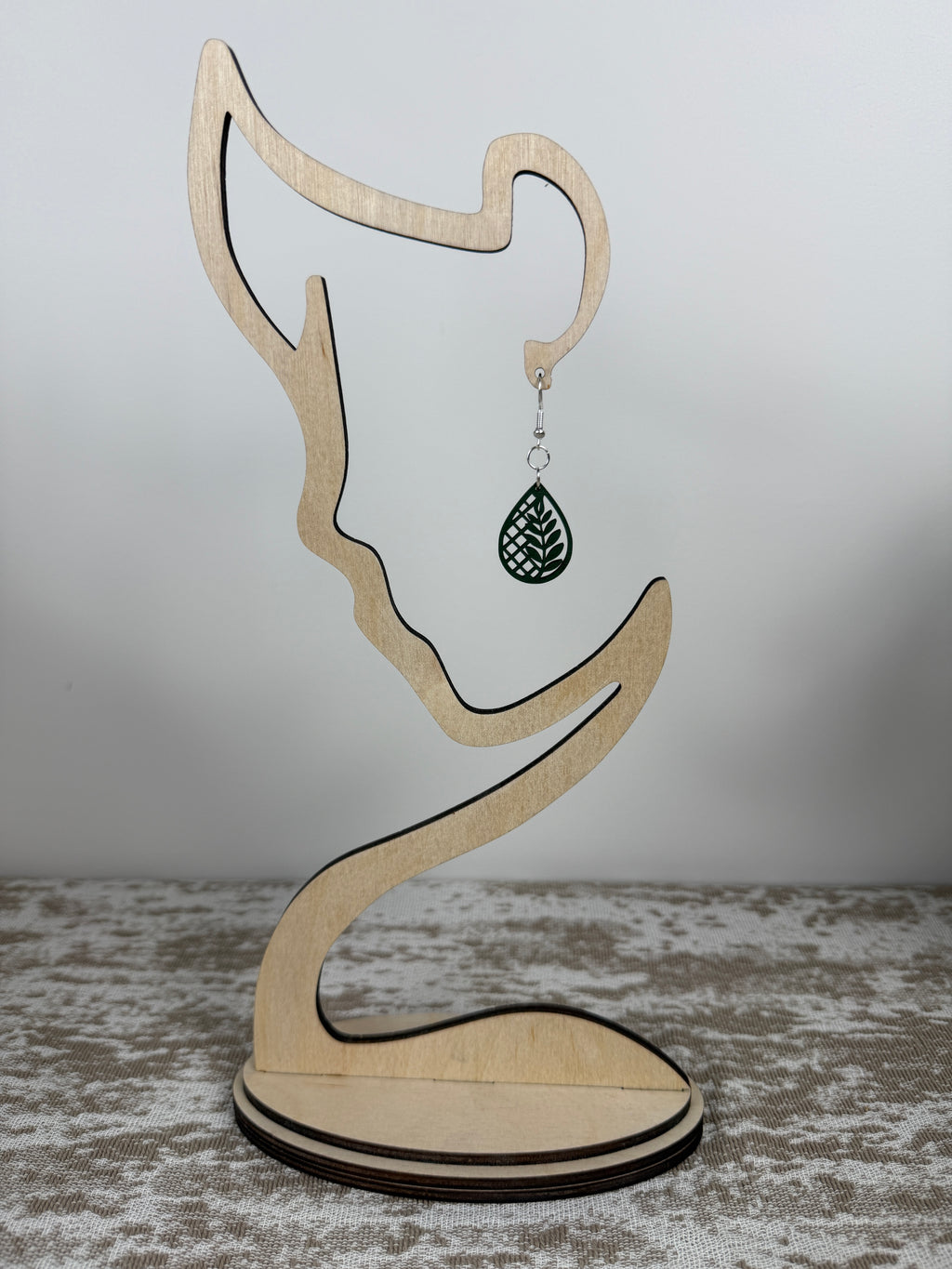 Botanical Wood Earrings: Fern | Light, Dark & Green Stain | Gold or Silver Hardware