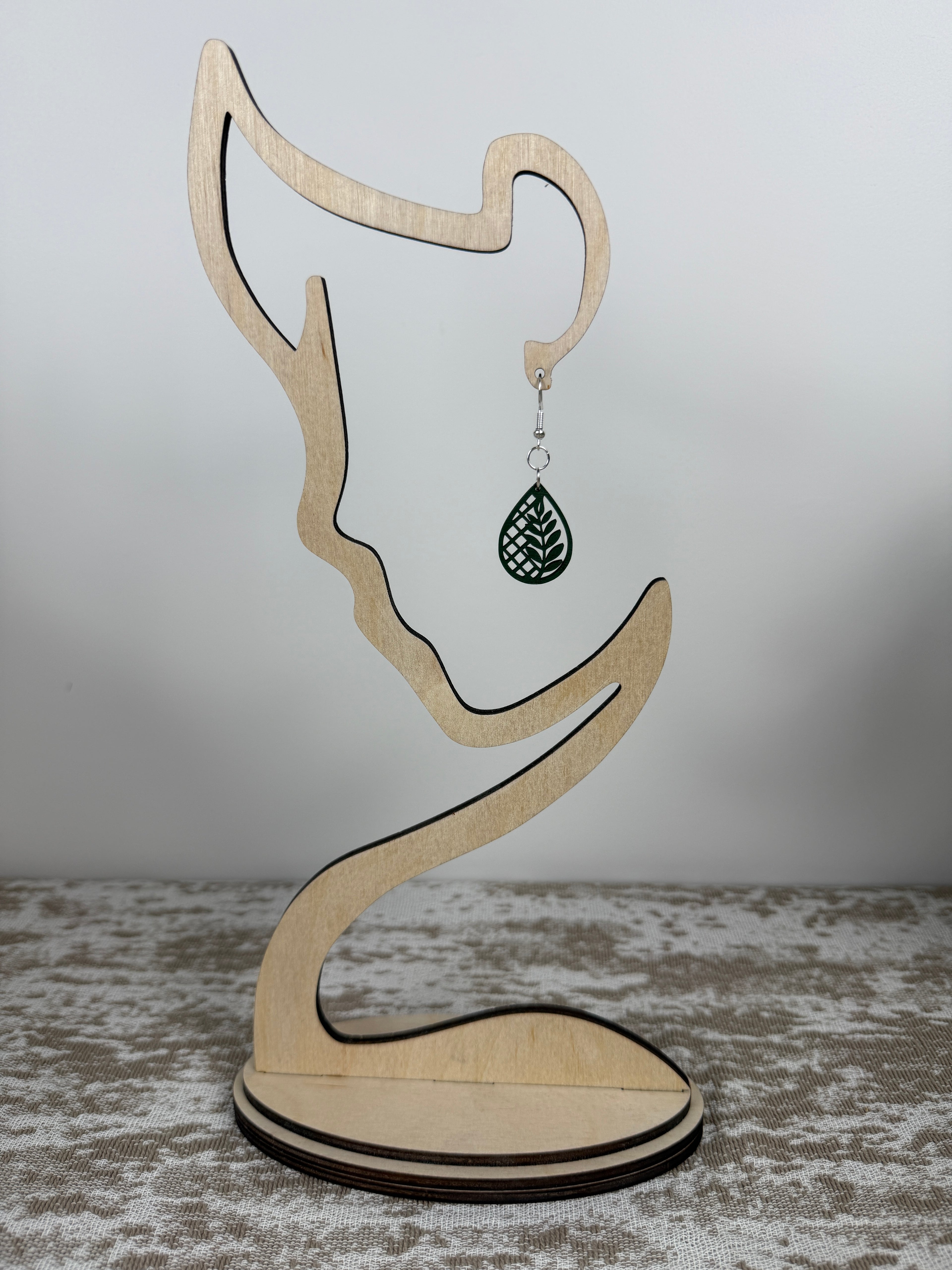 Botanical Wood Earrings: Fern | Light, Dark & Green Stain | Gold or Silver Hardware