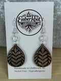 Botanical Wood Earrings: Laurel | Light, Dark & Green Stain | Gold or Silver Hardware