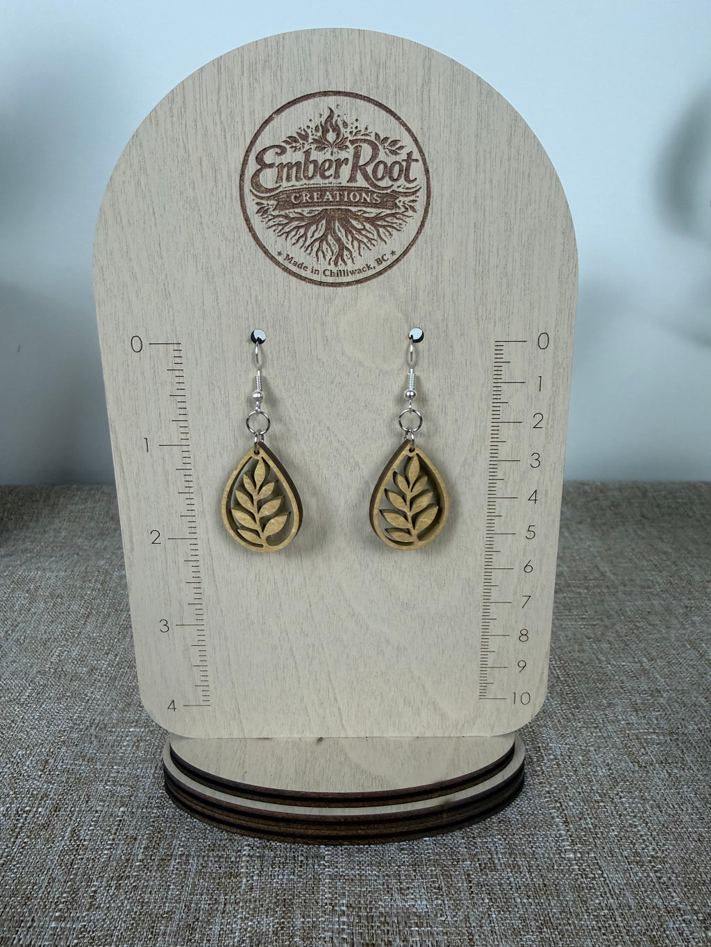 Botanical Wood Earrings: Willow | Light, Dark & Green Stain | Gold or Silver Hardware