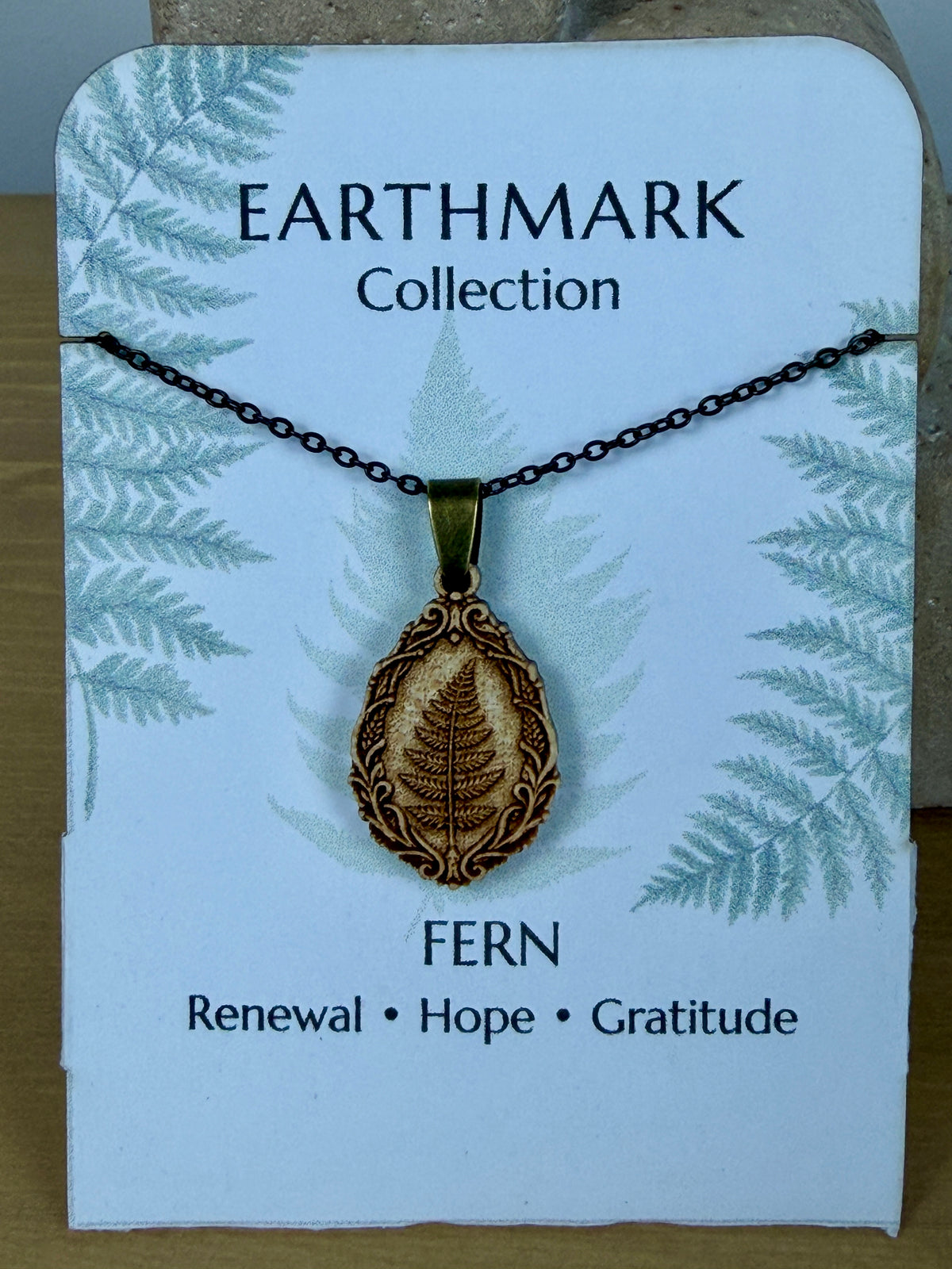 Fern Wood Pendant Necklace - Renewal, Hope, and Gratitude