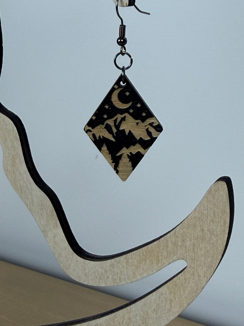 Midnight Mountain Wood Earrings
