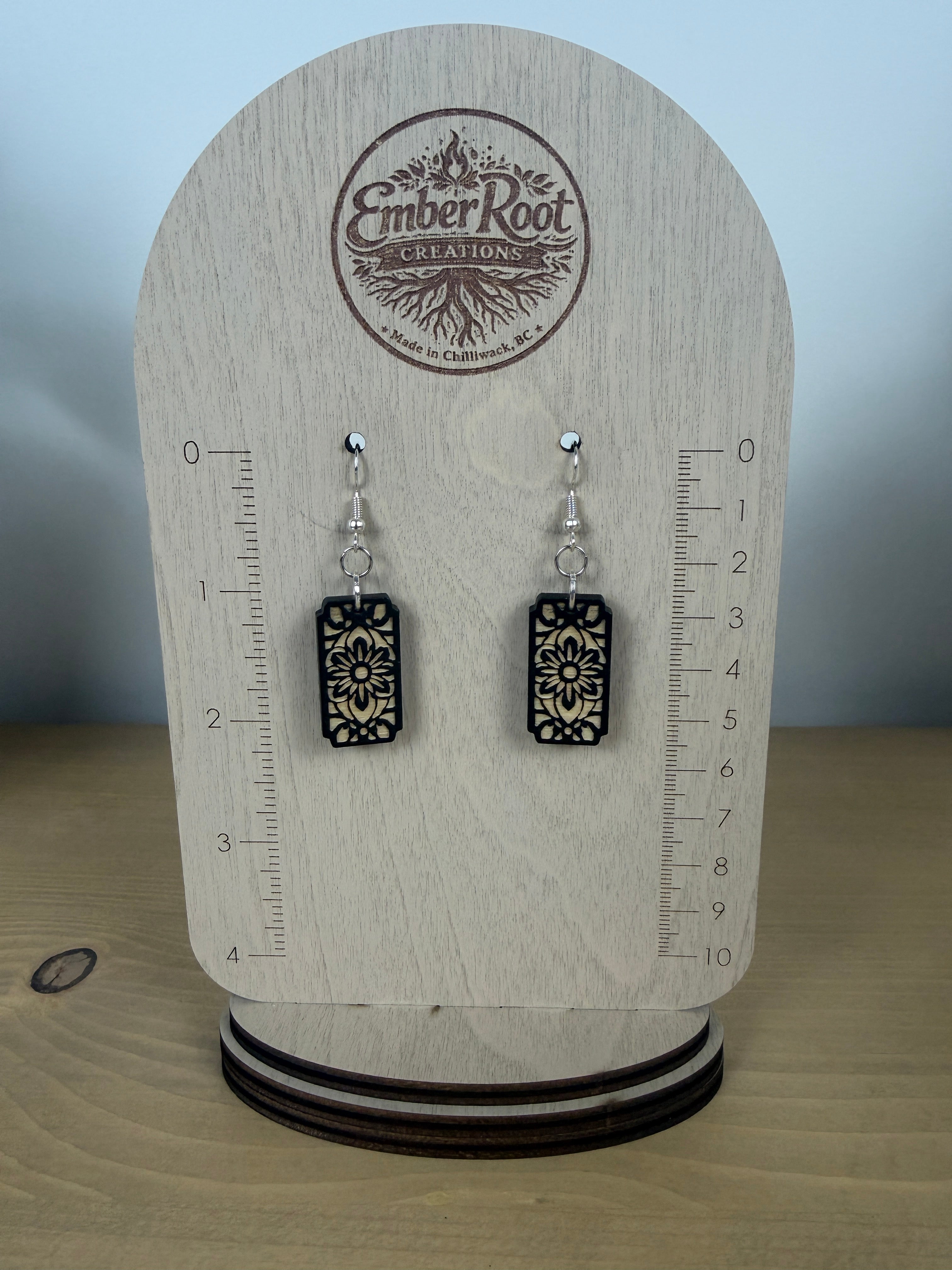 Garden Lattice Wood Earrings
