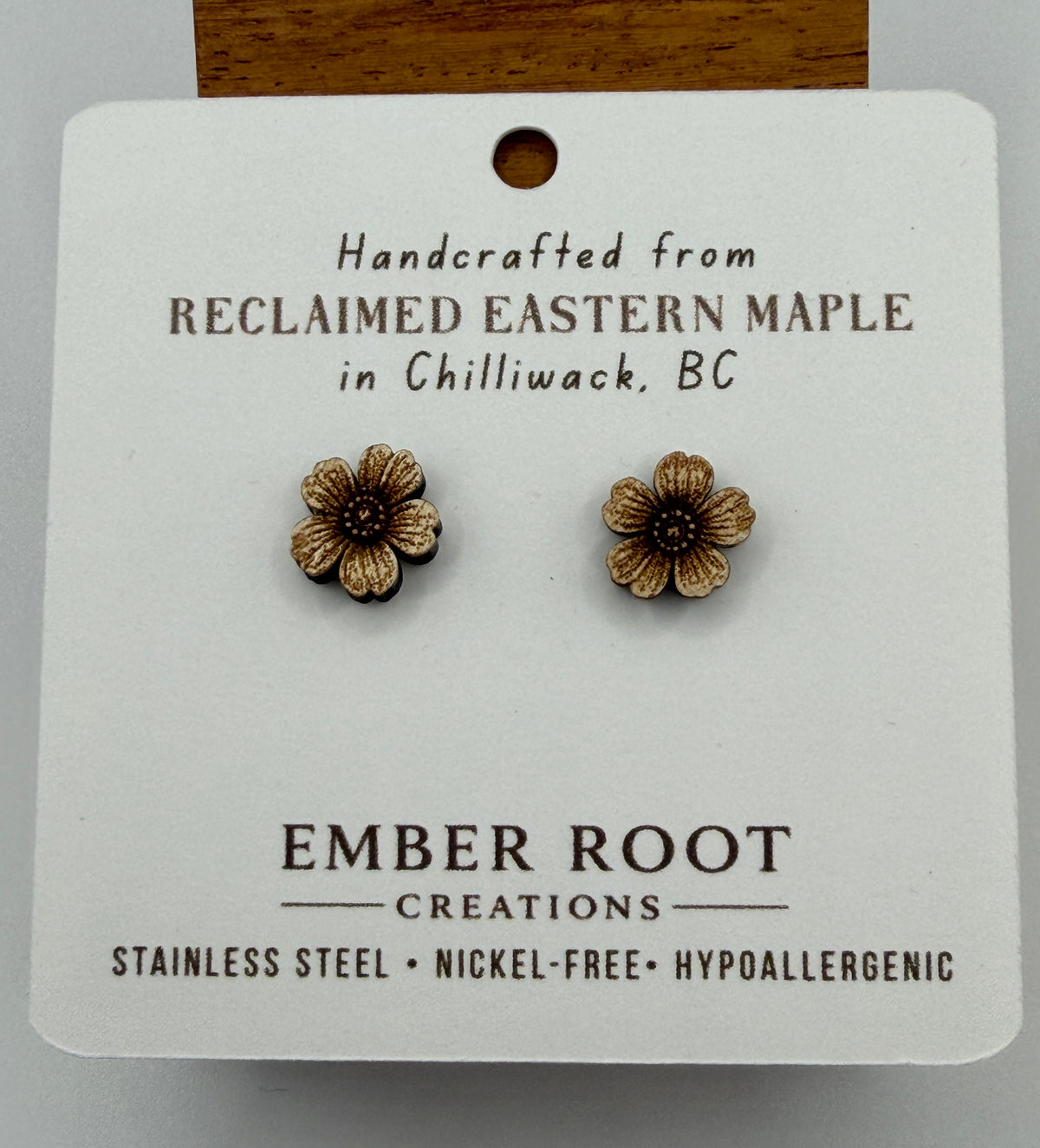 Wild Rose Stud Earrings - Reclaimed Eastern Maple