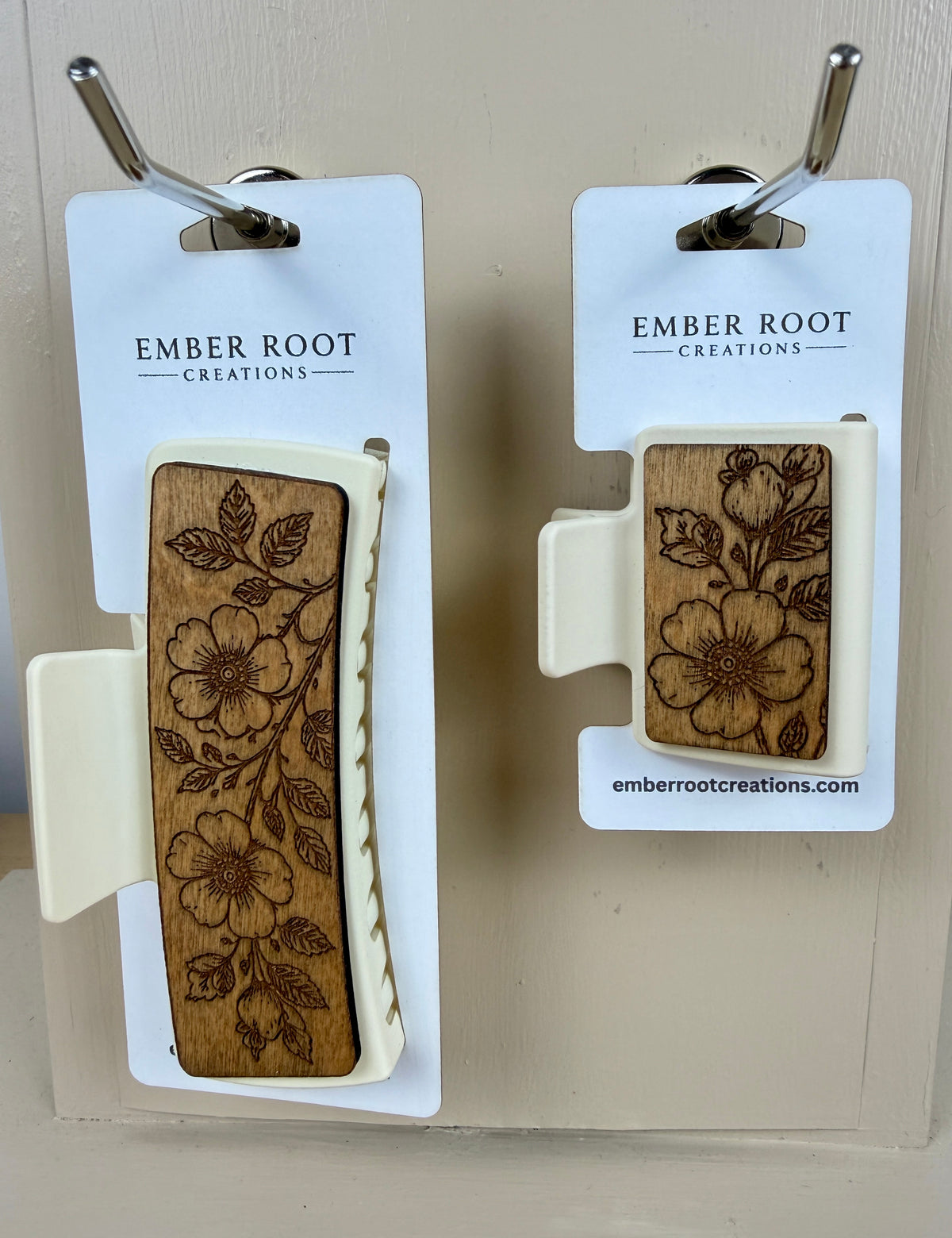 Wild Rose Wood Hair Clip