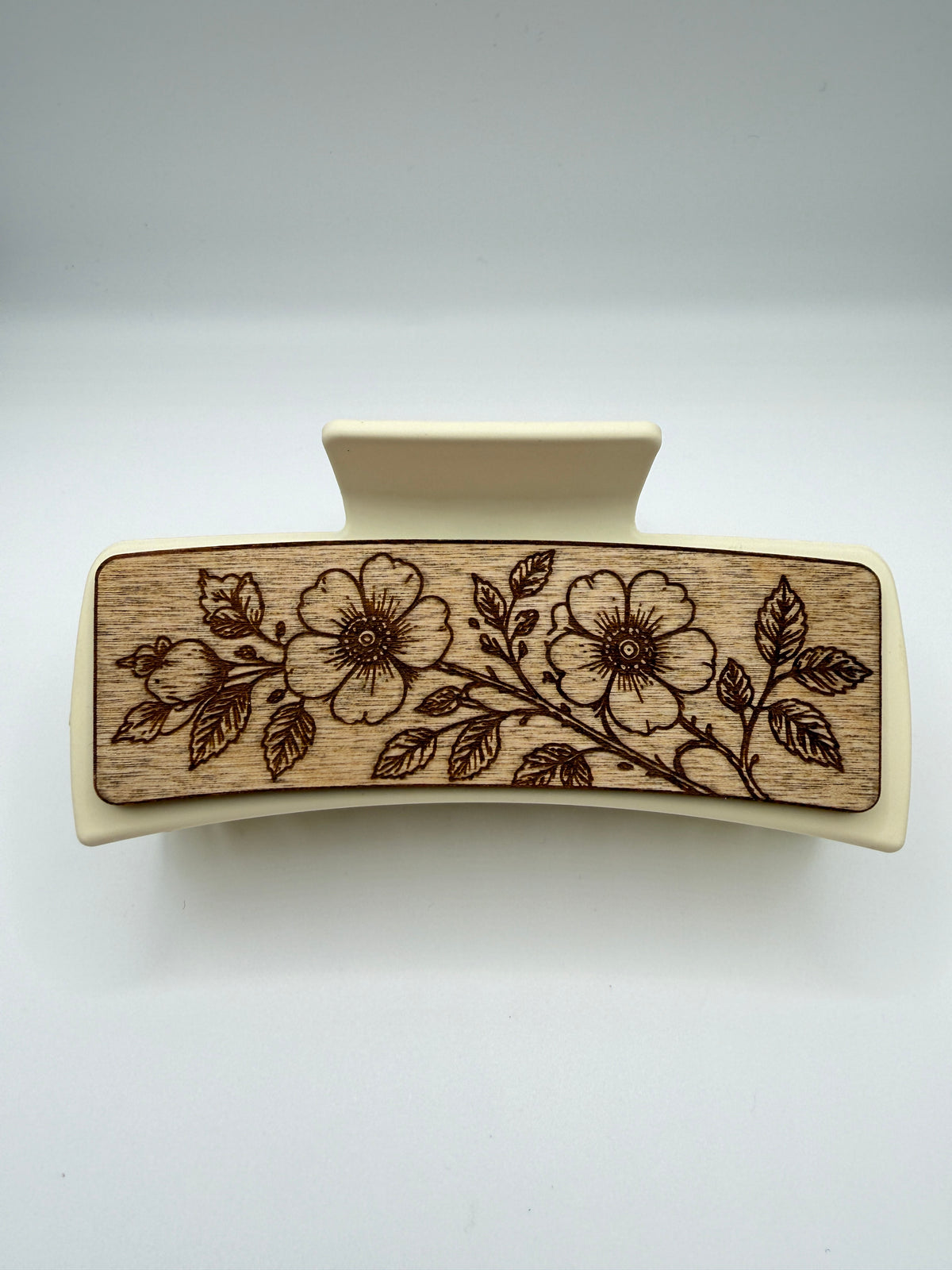 Wild Rose Wood Hair Clip