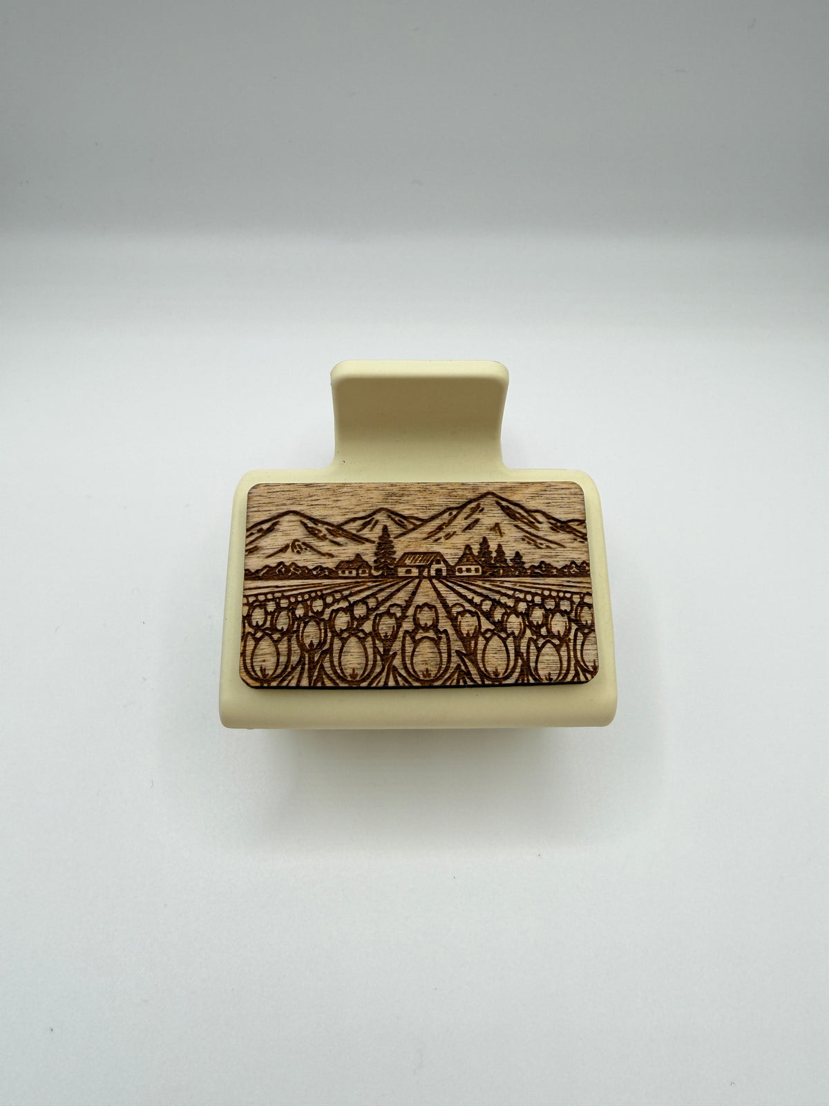 Tulip Fields Wood Hair Clip