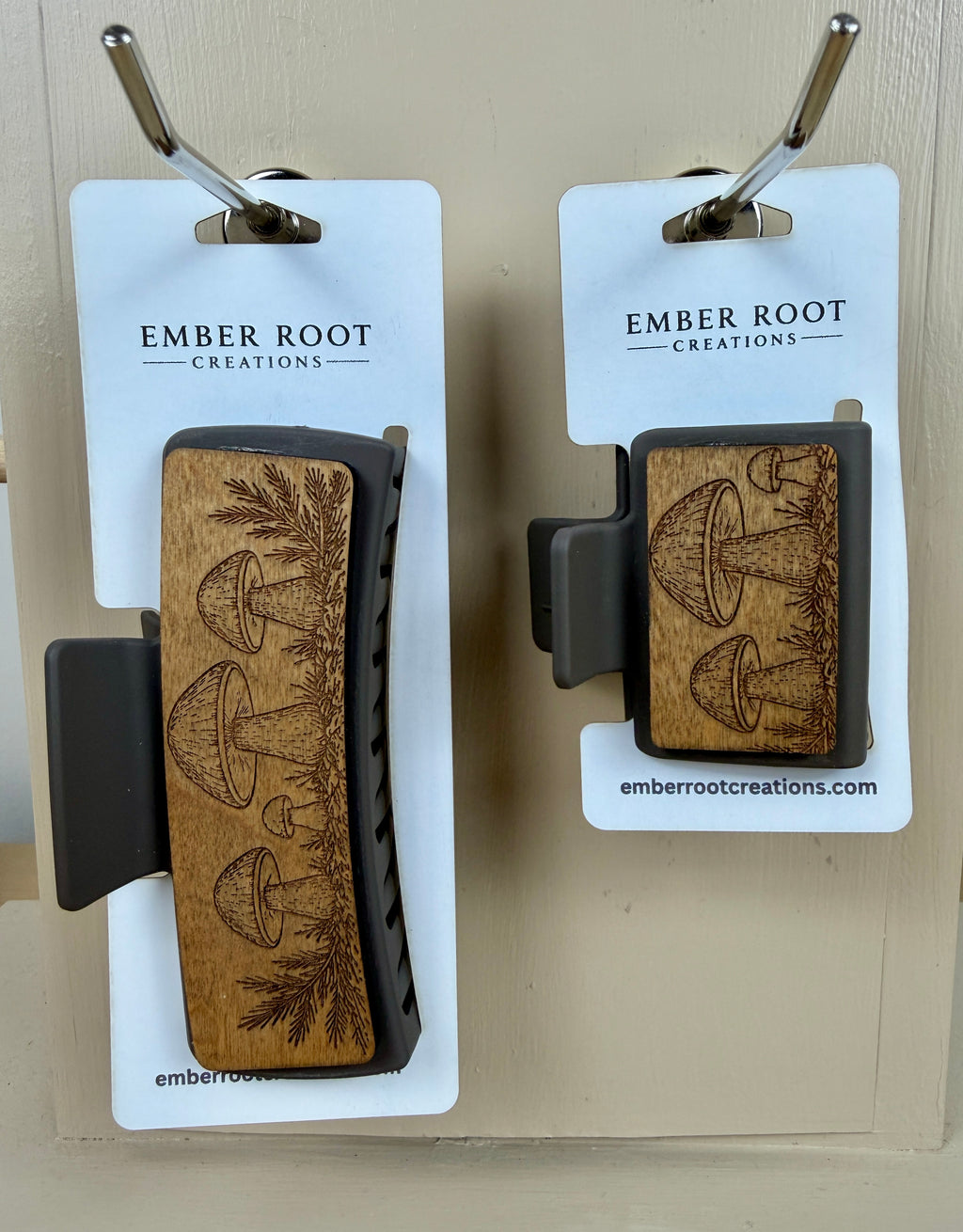 Mushroom Wood Hair Clip